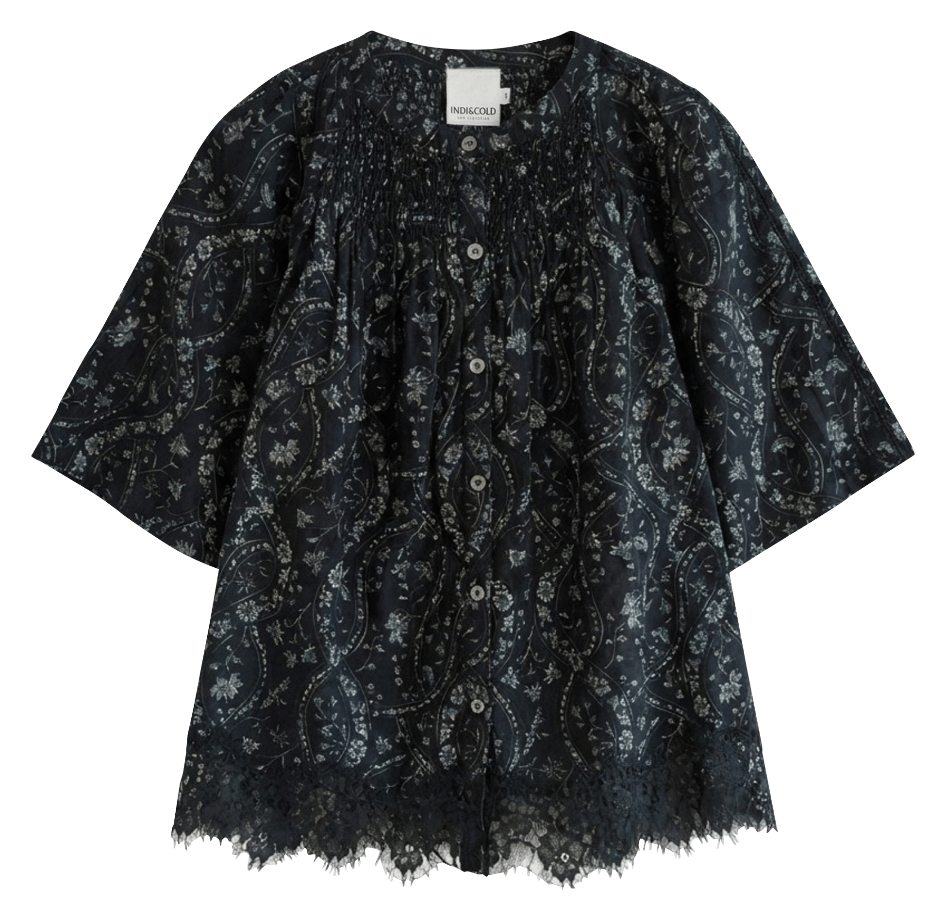Oversized shirt in cotton and silk INDI & COLD Blue