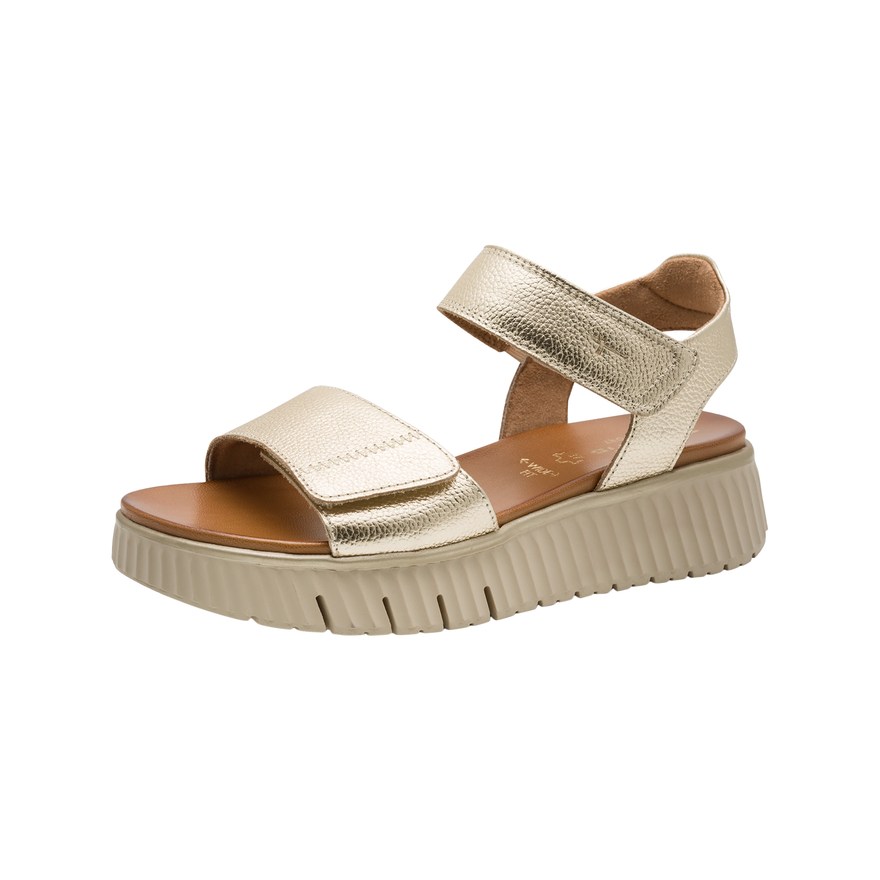 Leather Comfort Sandals | Golden TAMARIS Women