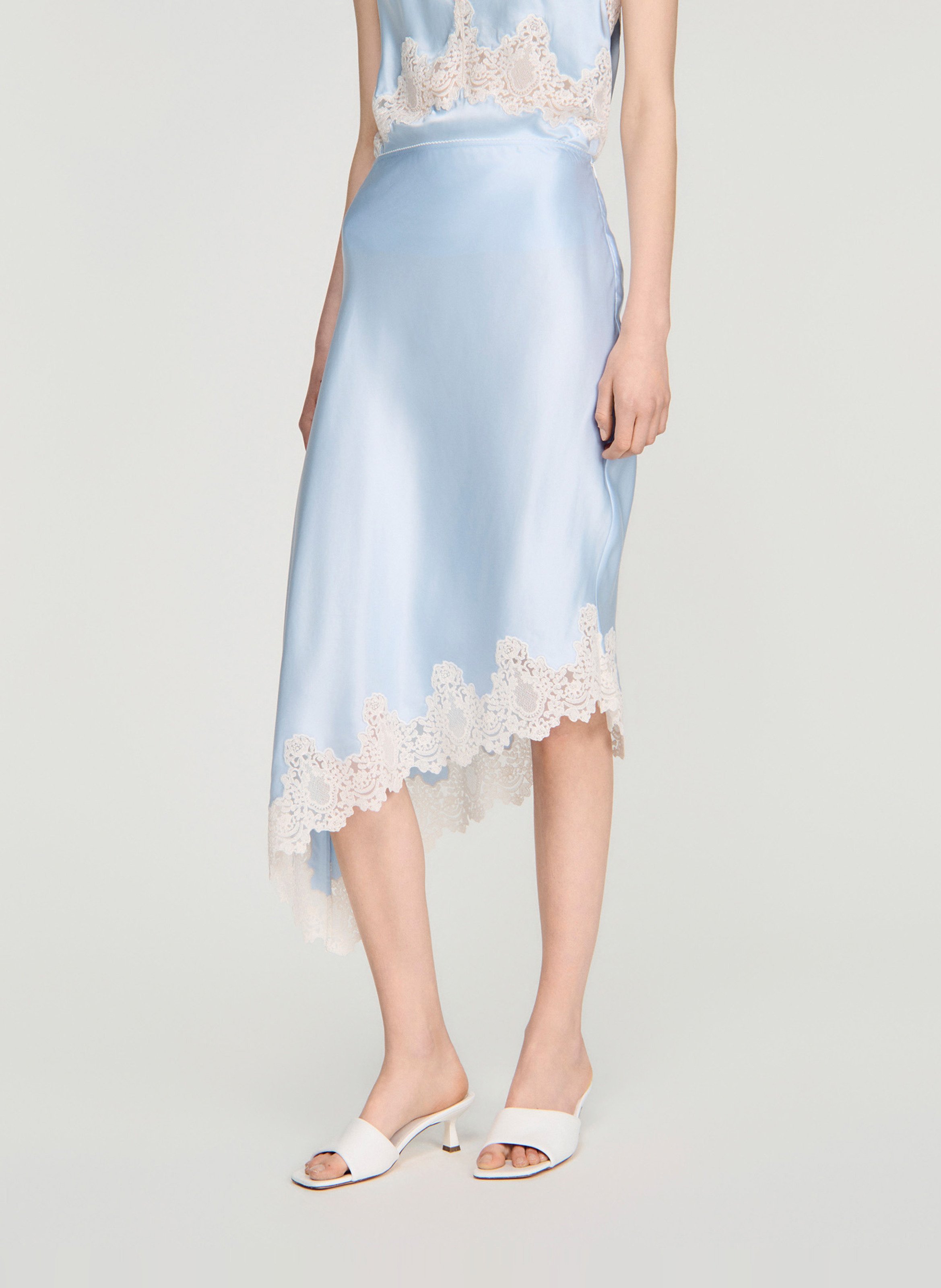 Asymmetrische, halflange rok SANDRO Blauw