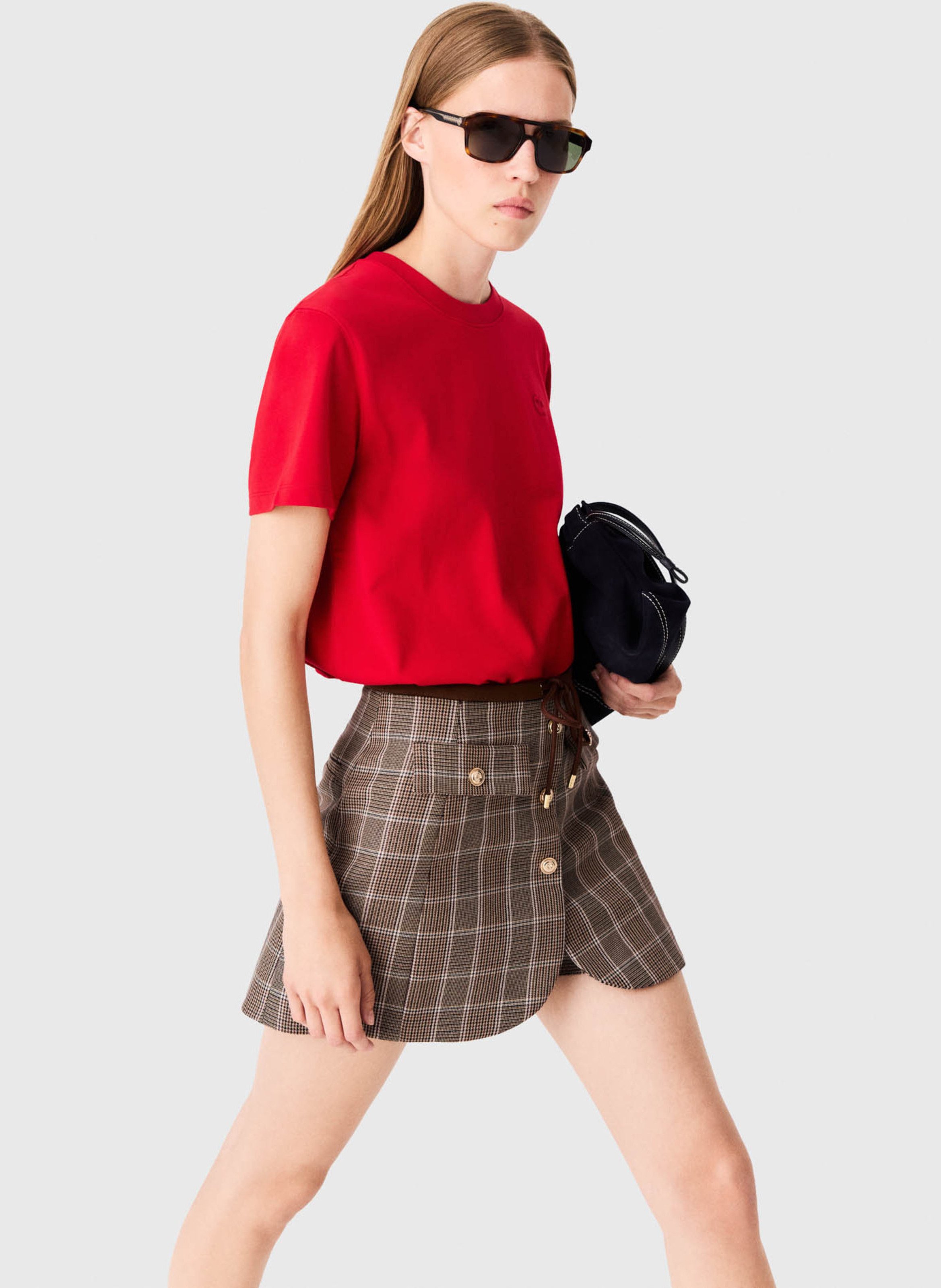 Tee-shirt manches courtes uni MAJE Rouge