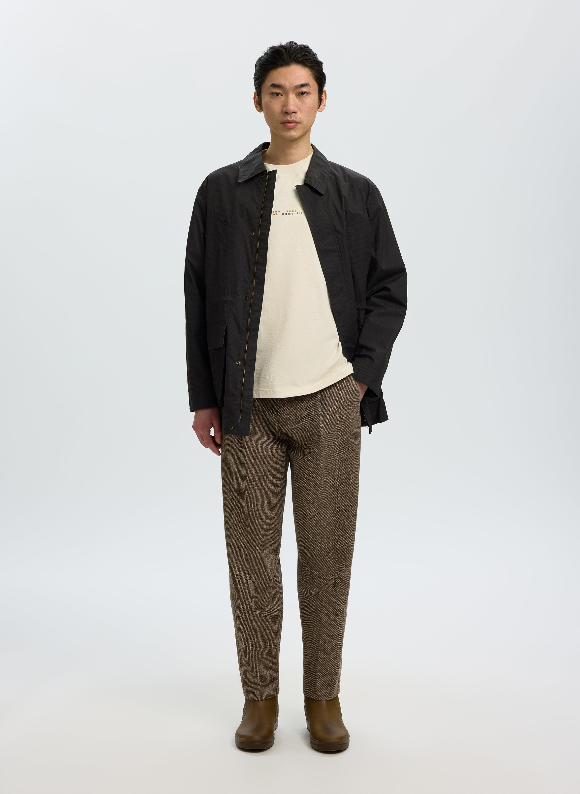 Tee-shirt col rond en coton bio SELECTED Beige