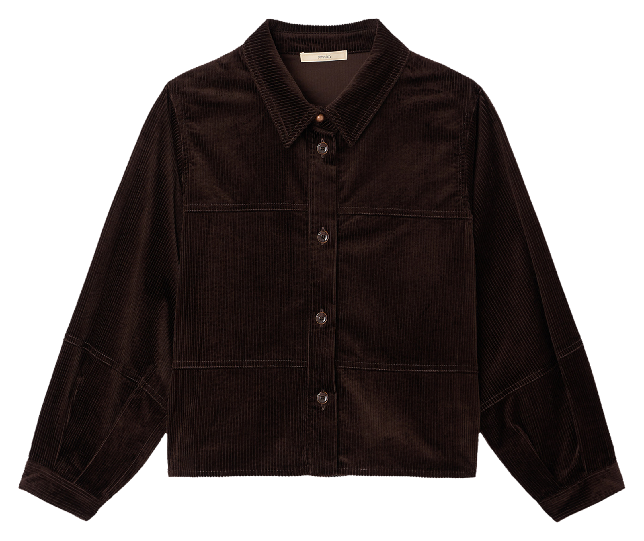 Oversized short shirt in blended cotton SESSUN Brown