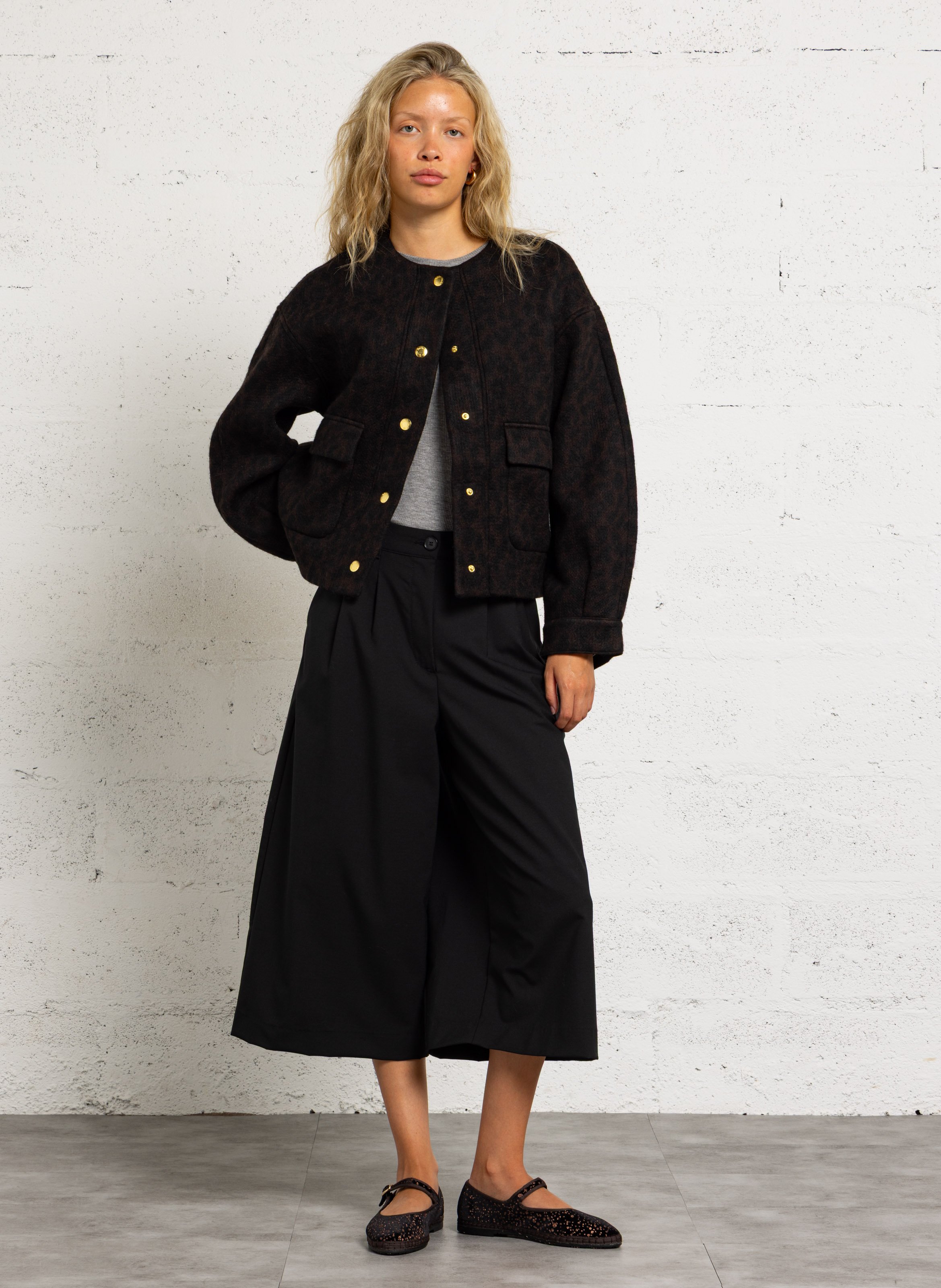 Oversize-Leopardmuster-Jacke DES PETITS HAUTS Braun