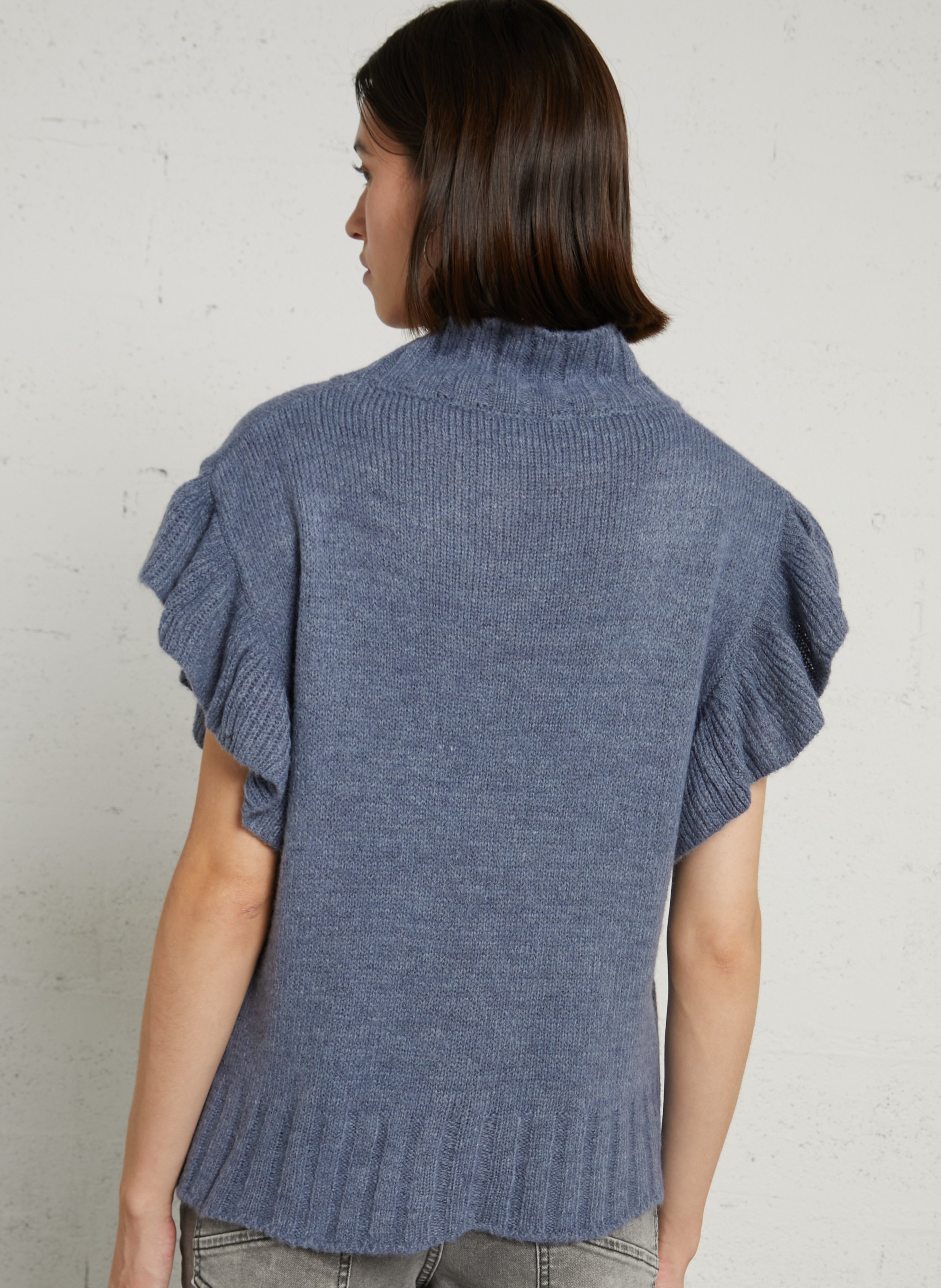 Trui met opstaande kraag en korte mouwen PLEASE Jeans onbewerkt