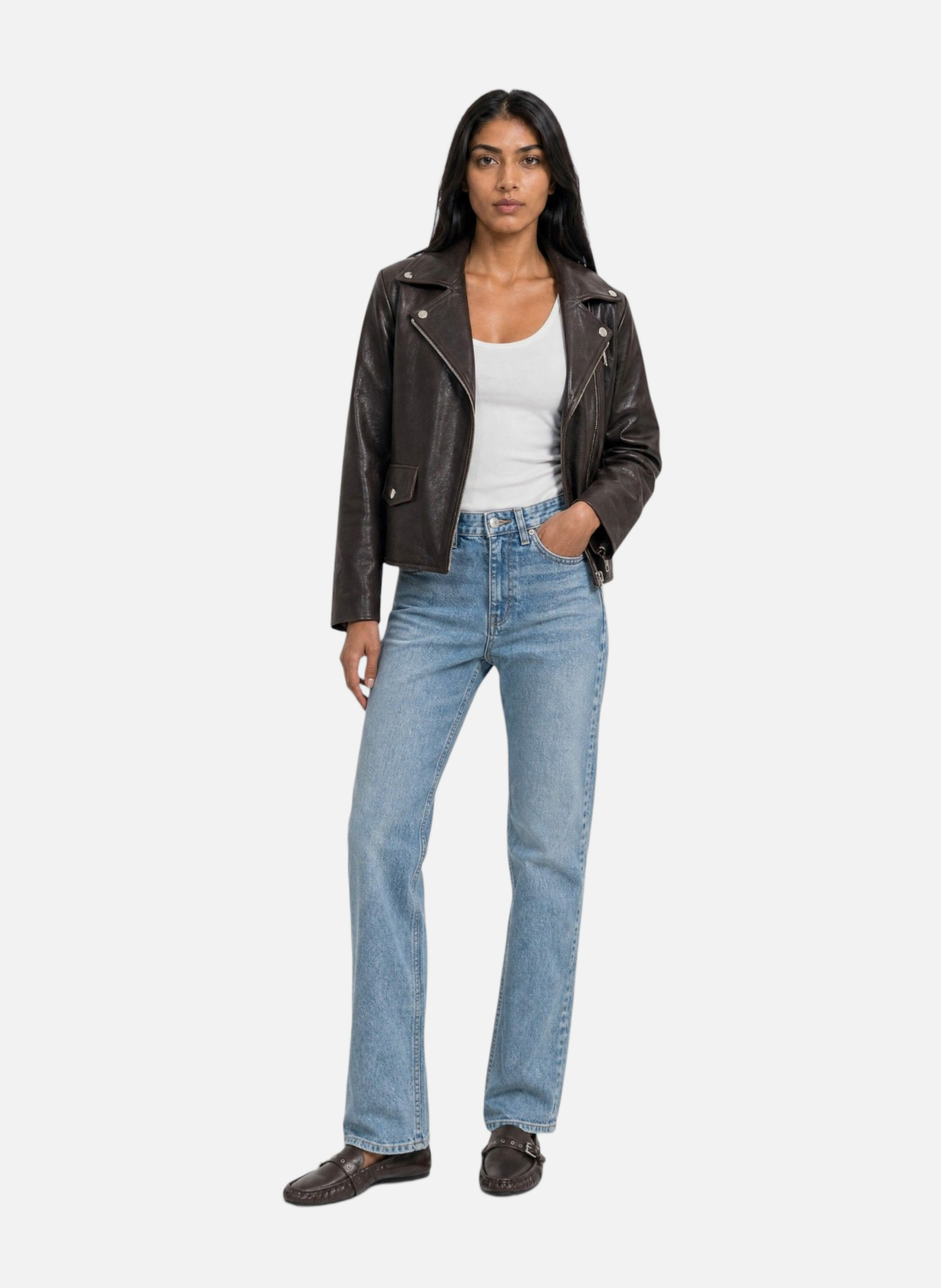 Brown leather jacket THE KOOPLES Brown