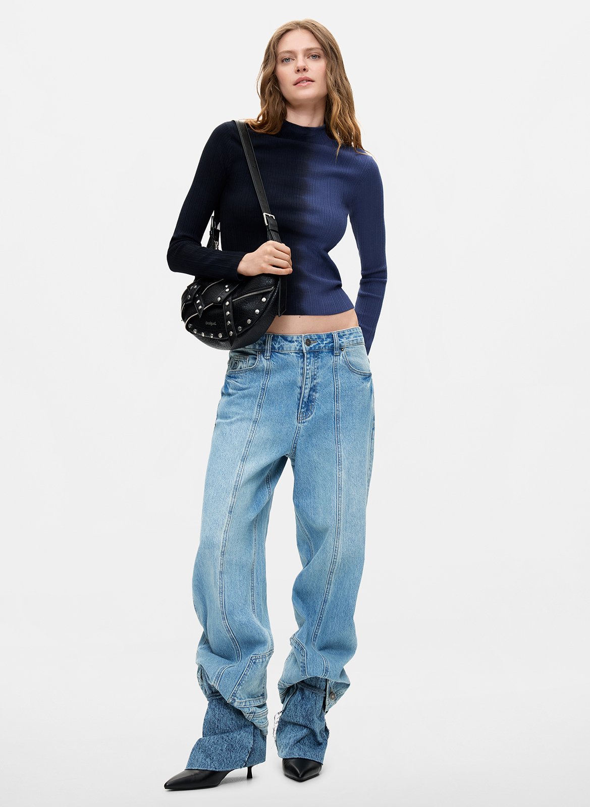Pull col rond bicolor  DESIGUAL Bleu
