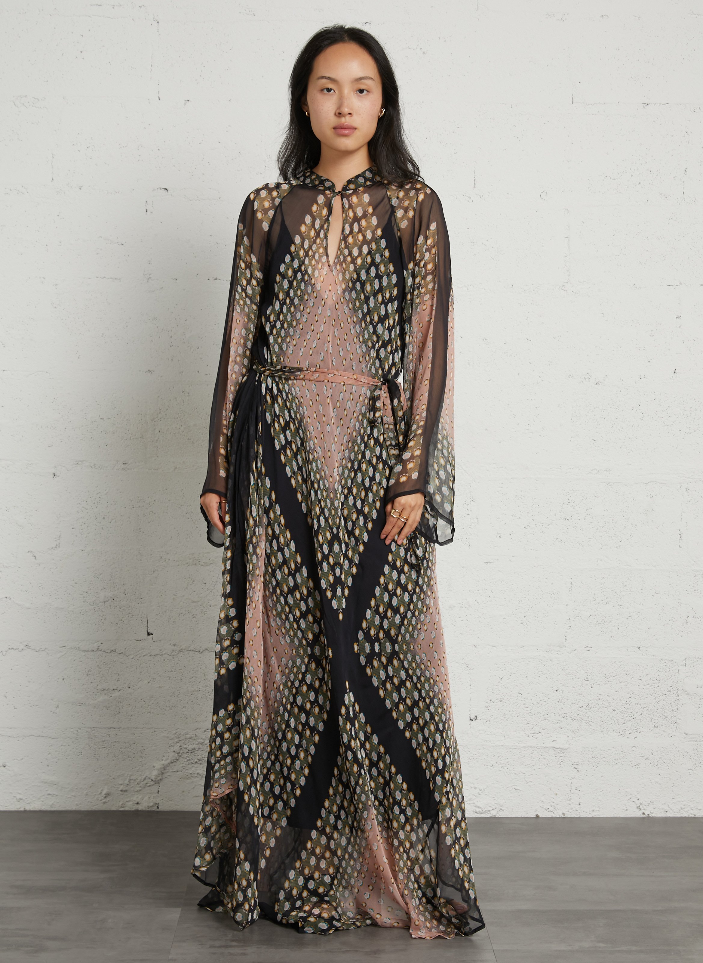 Robe longue ceinturée transparente MES DEMOISELLES Noir