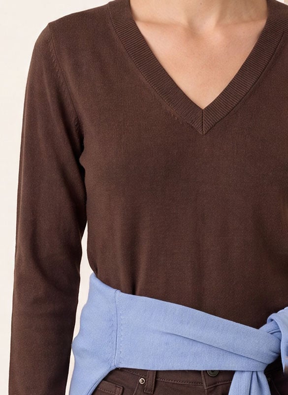 Rechte broek met V-hals in effen kleur KOOKAI Bruin