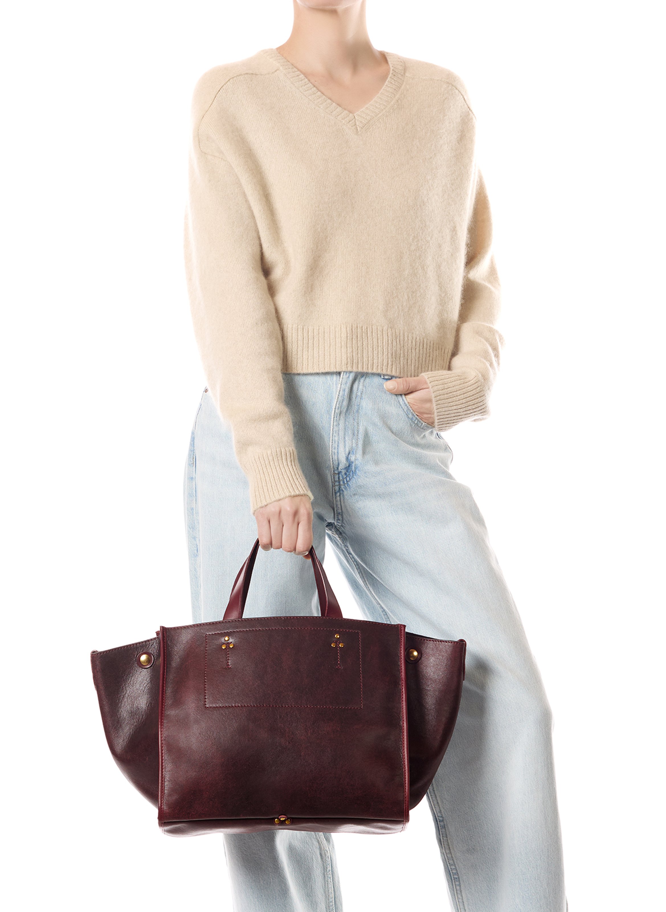 Leather tote bag JEROME DREYFUSS Red