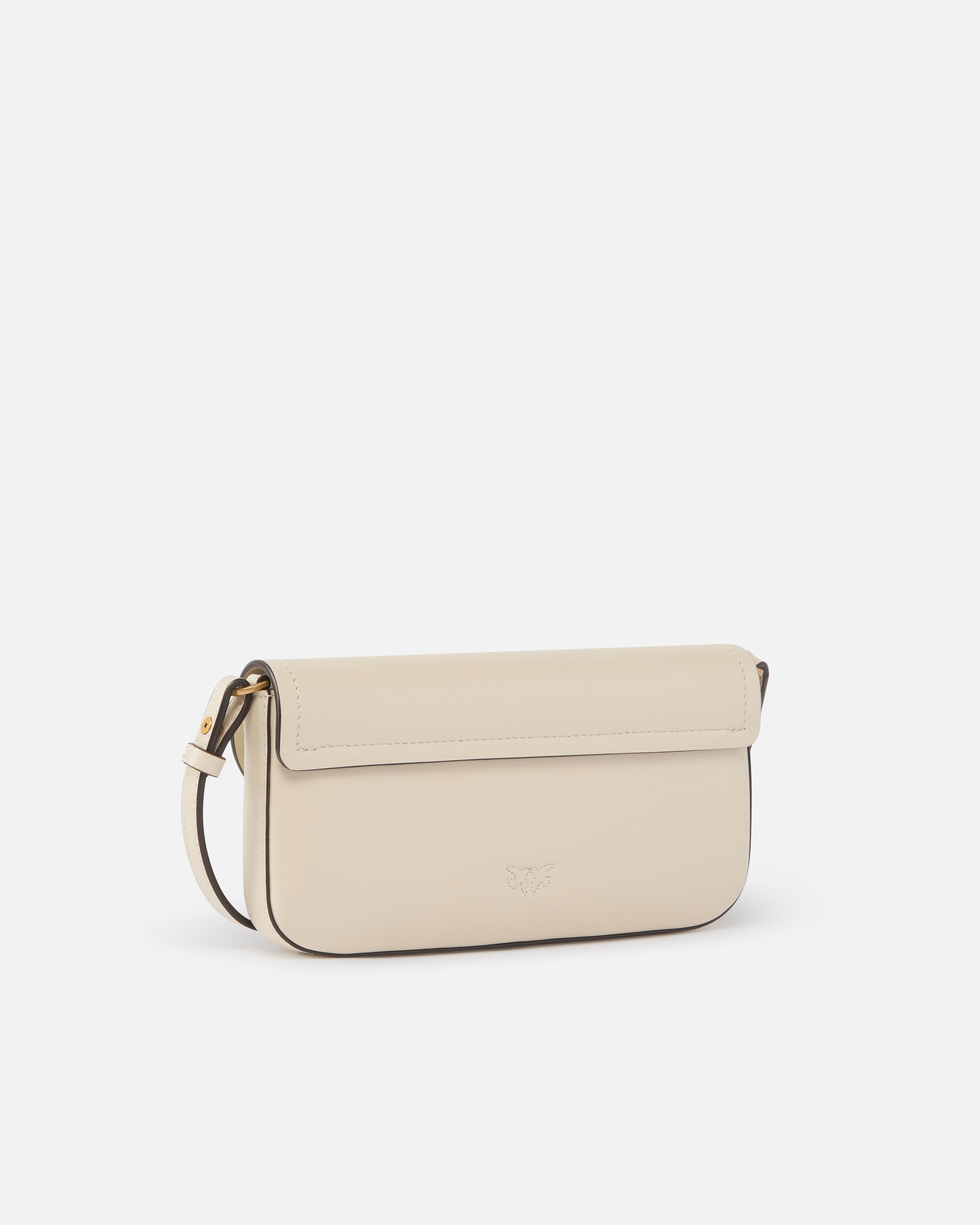 Medium leather saddle flat shoulder bag PINKO White