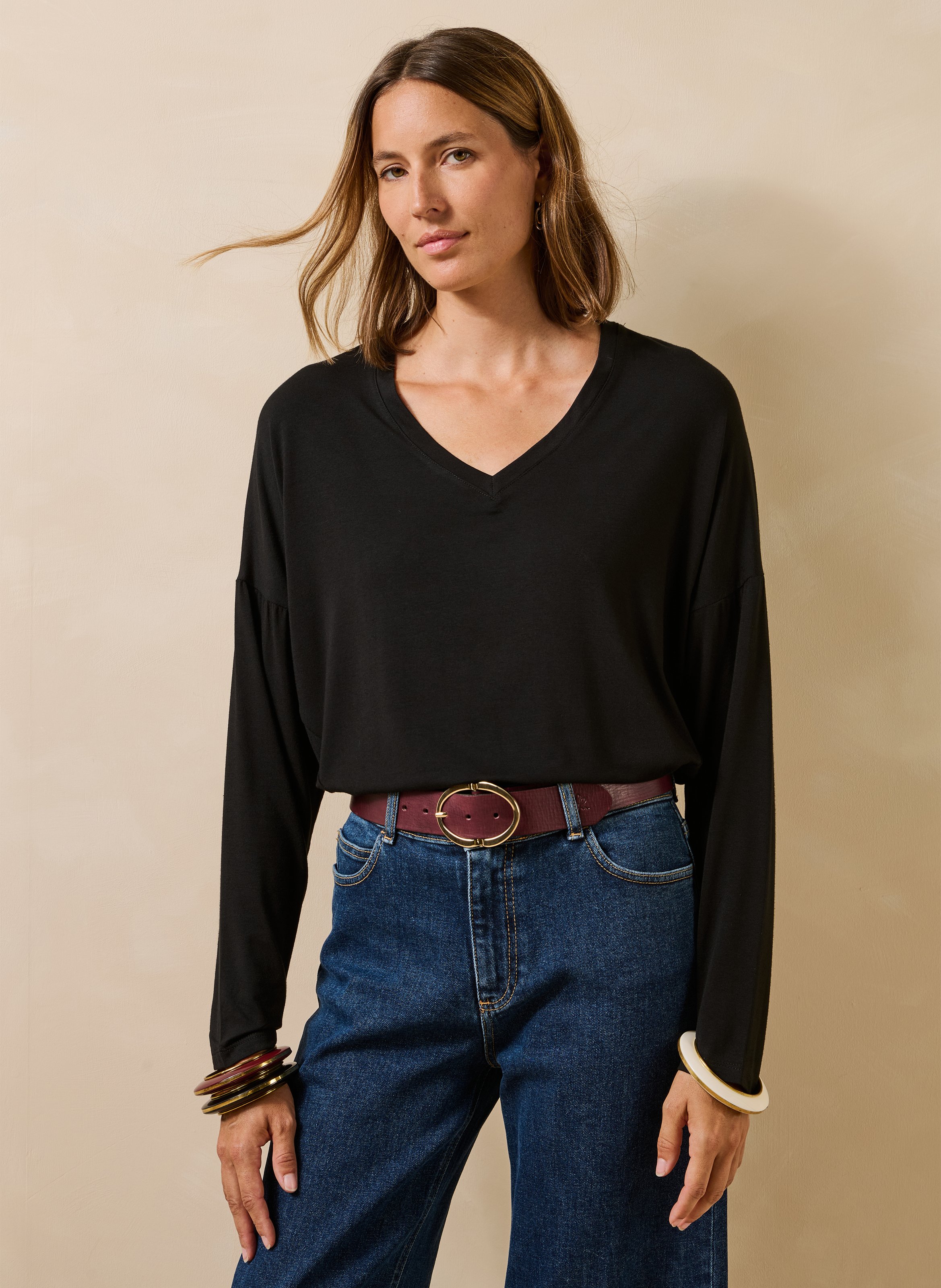 Tee-shirt ample col V uni LA FEE MARABOUTEE