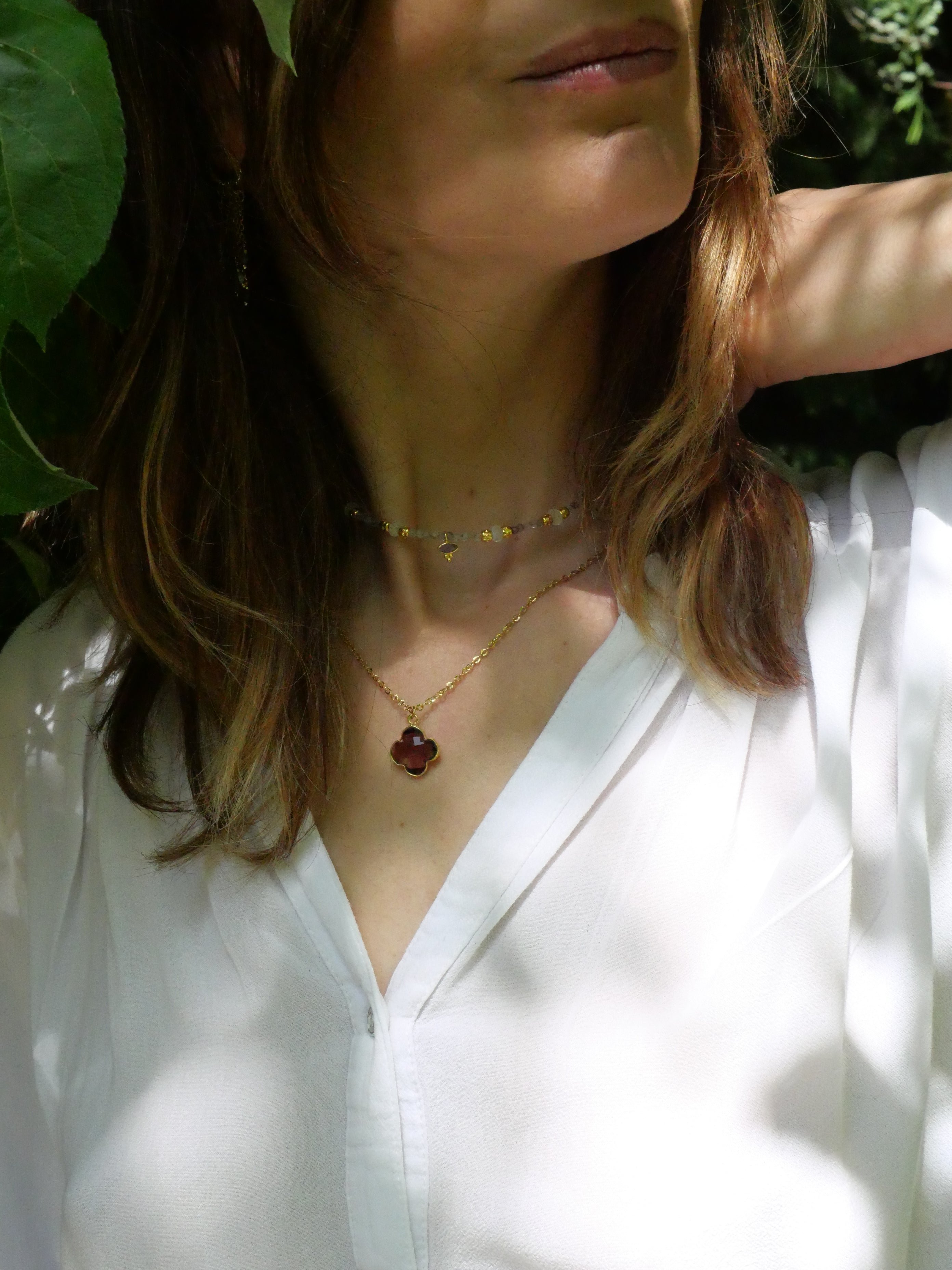 Amethyst clover necklace GINANDGER Purple