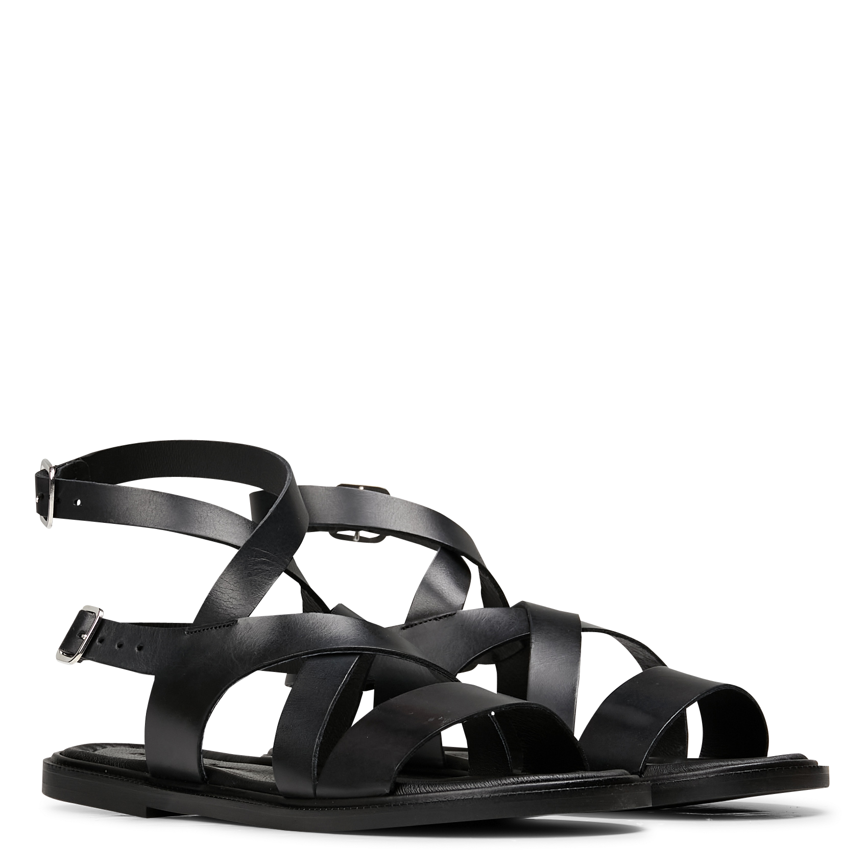 Flat leather sandals MELLOW YELLOW Black