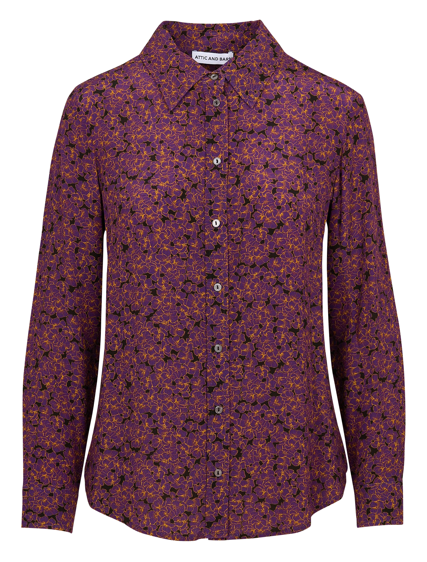 Camisa con cuello clásico y estampado de flores ATTIC AND BARN Morado