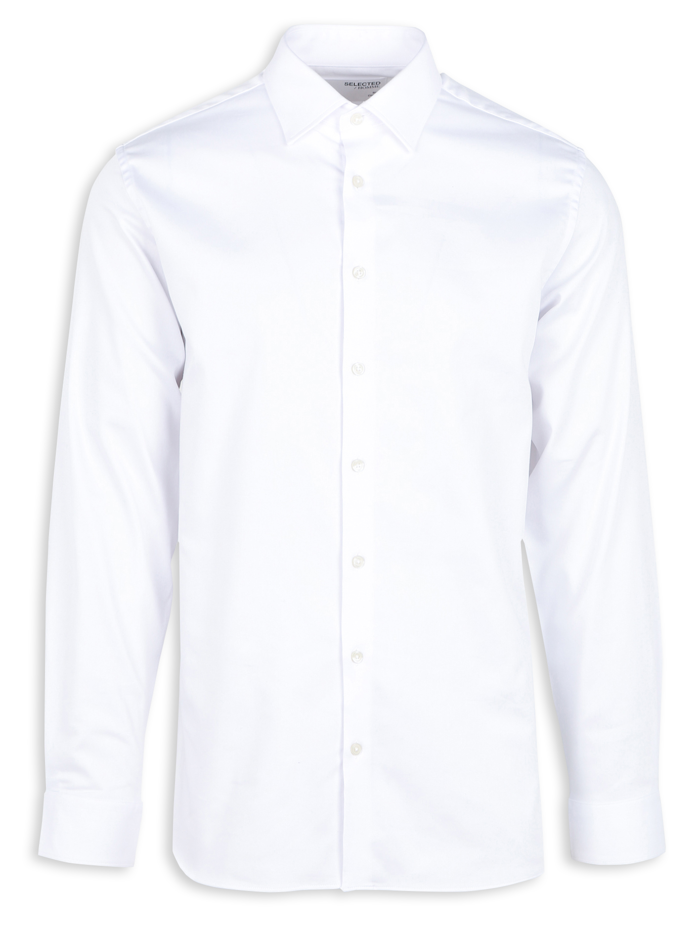 Regular shirt with classic collar in blended organic cotton SELECTED White