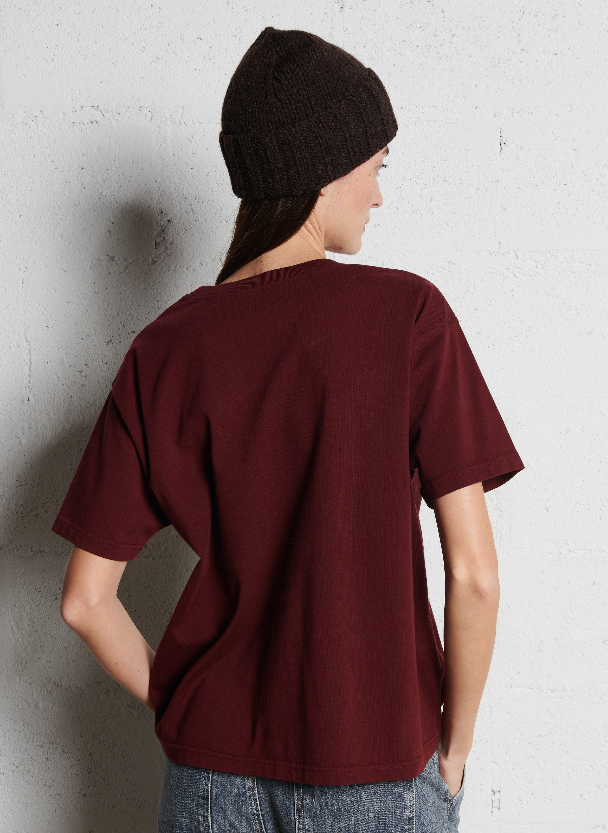 Tee-shirt ample col rond en coton  AMERICAN VINTAGE Rouge