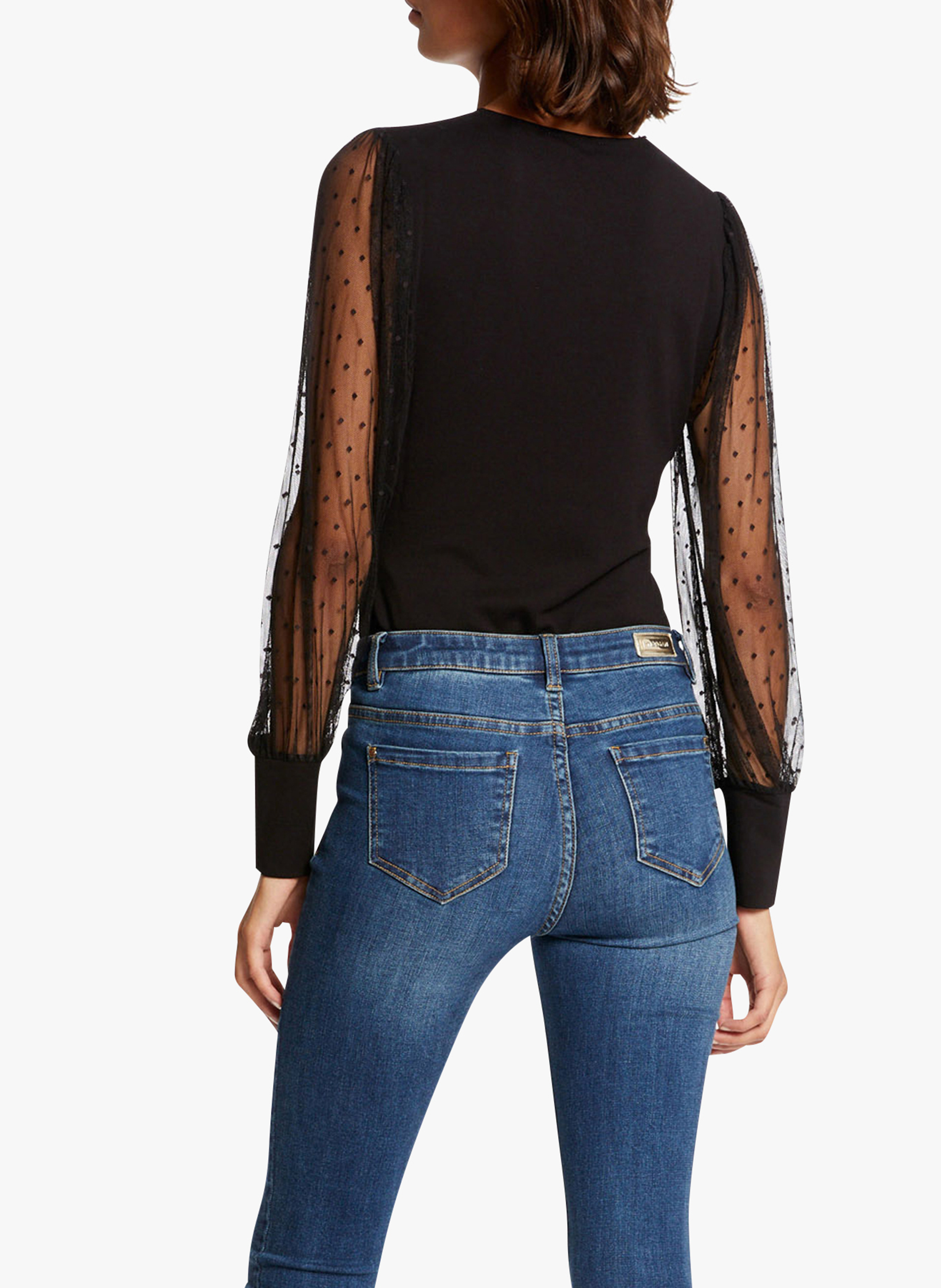 V-neck dotted Swiss top MORGAN Black