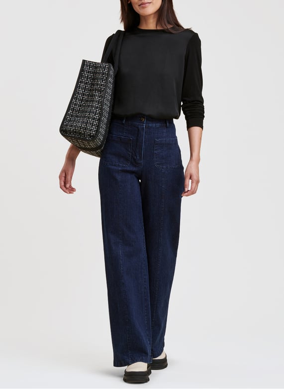 Jean flare bootcut en coton mélangé Bleu La fee maraboutee Femme