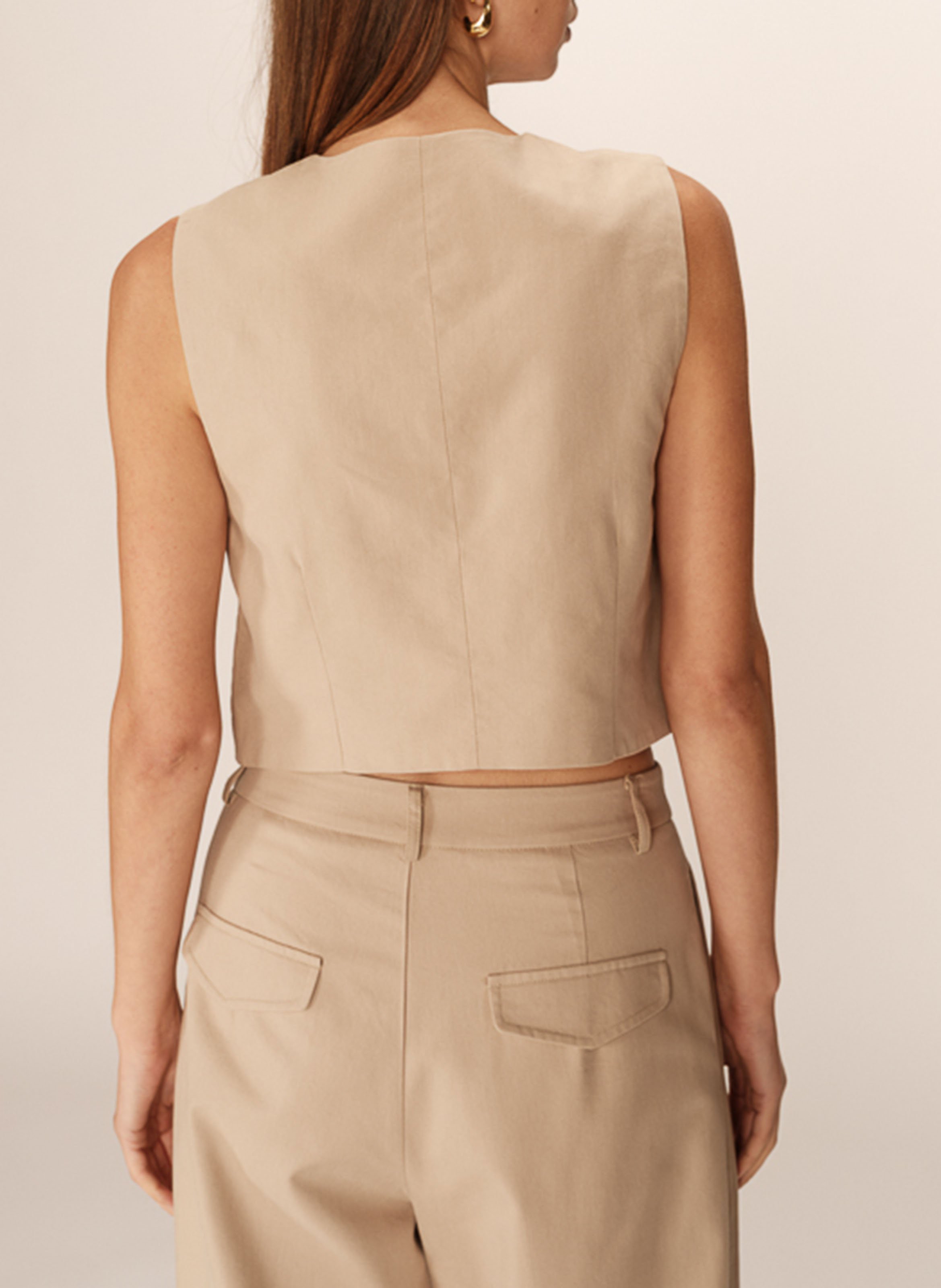 Gilet de costume en coton mélangé GRACE ET MILA Beige