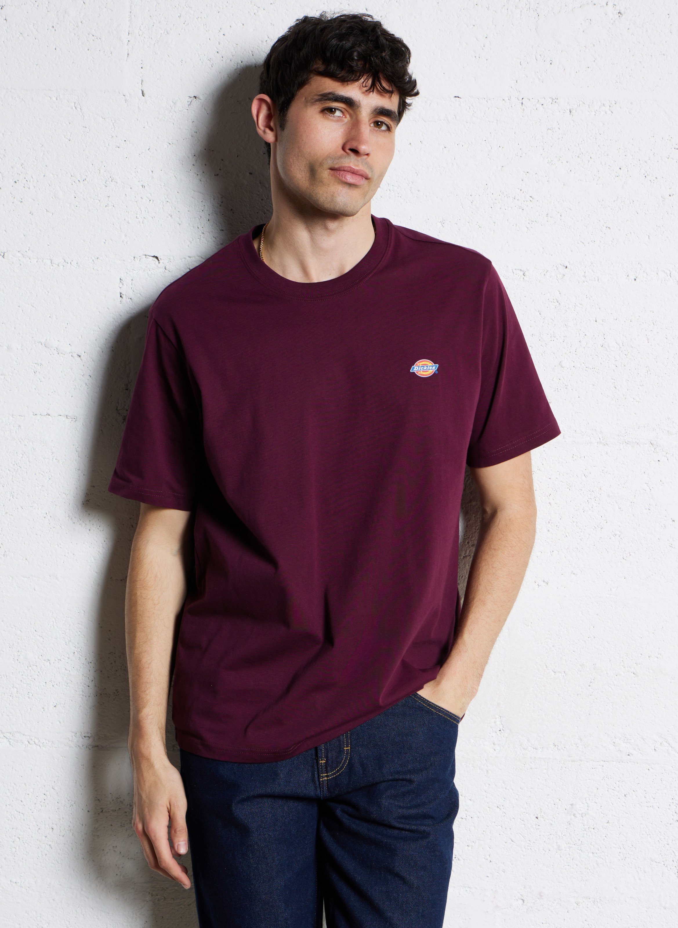 Tee-shirt droit col rond en coton DICKIES Marron