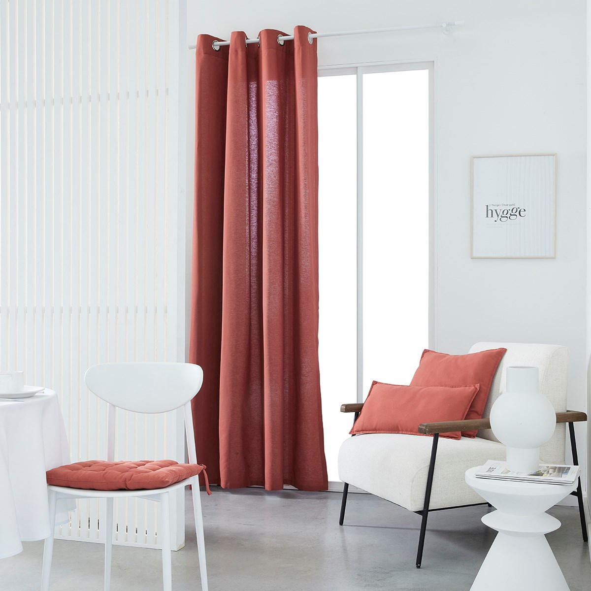 Cotton eyelet curtain TODAY LINGE DE MAISON Red