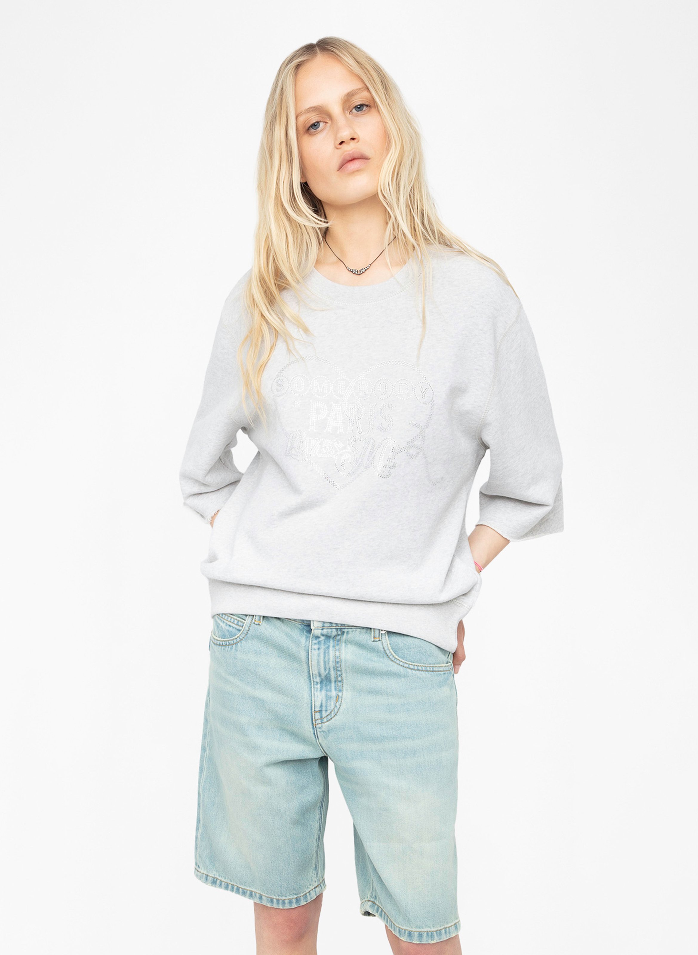 Sweat col rond en coton ZADIG&VOLTAIRE Gris