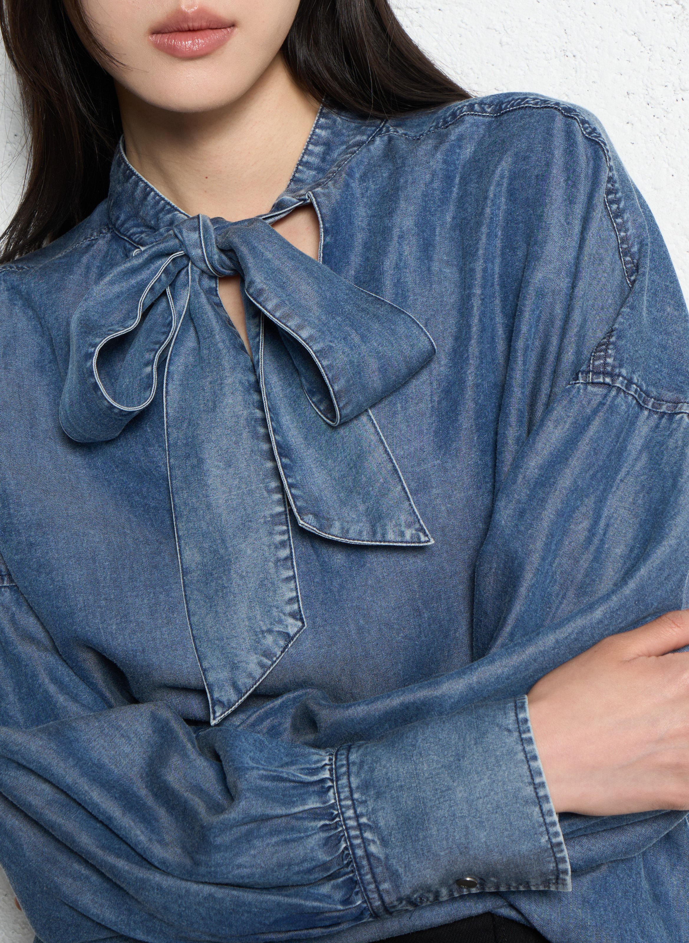 Oversize-Bluse aus Denim IKKS Blau