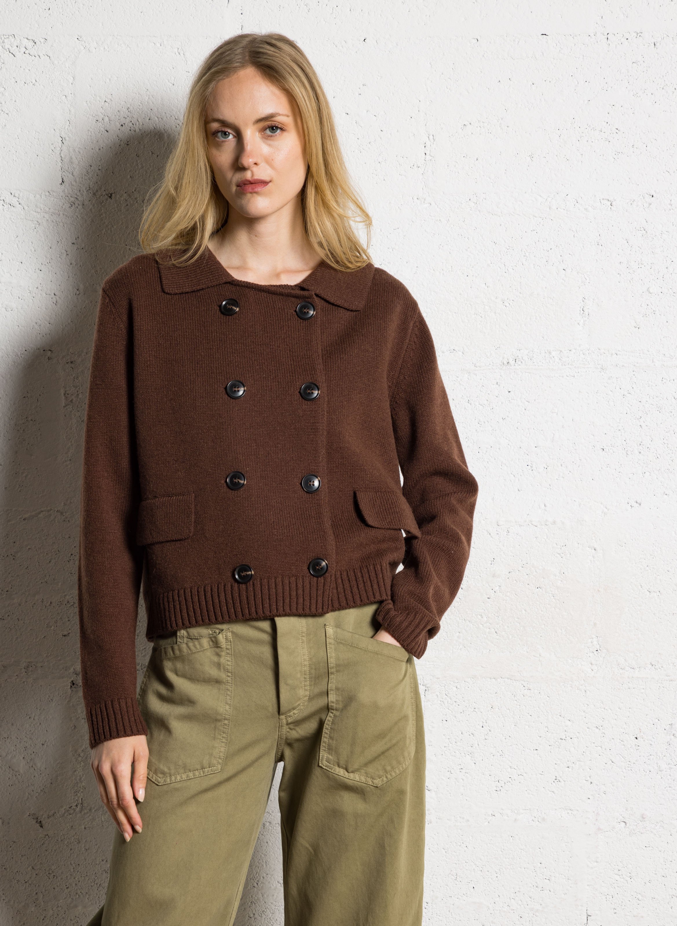 Oversized wool-blend cardigan JC SOPHIE Brown
