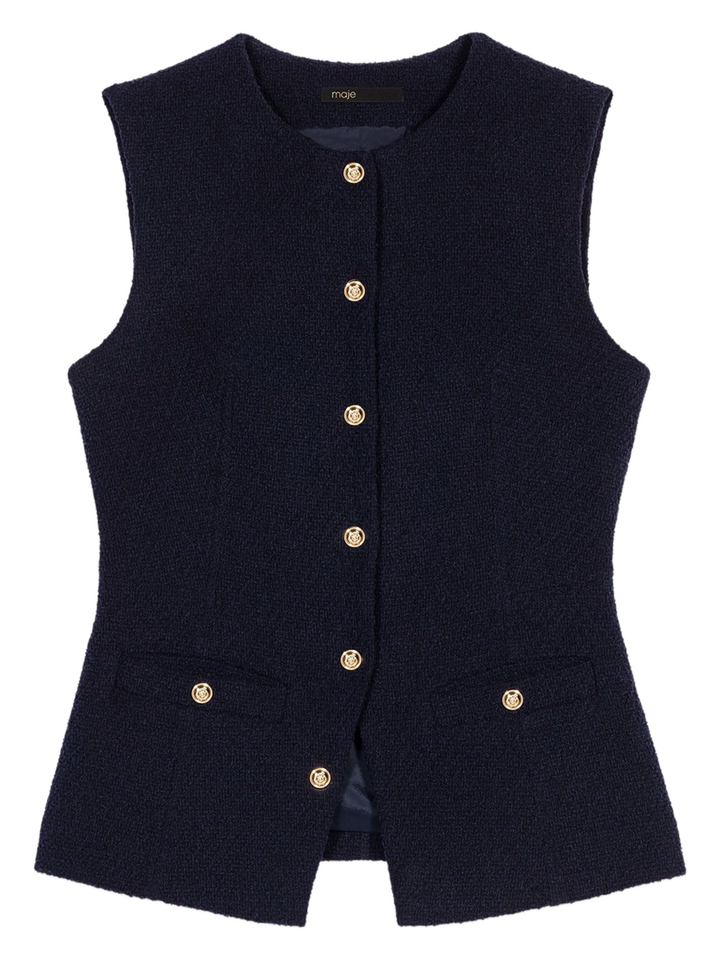 Round-neck cotton-blend cardigan MAJE Blue