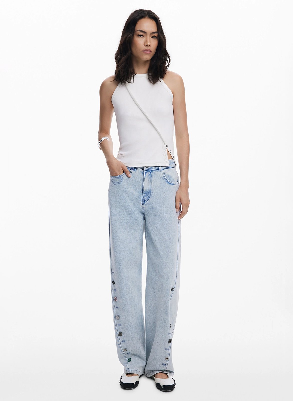 Débardeur col carré  DESIGUAL Blanc