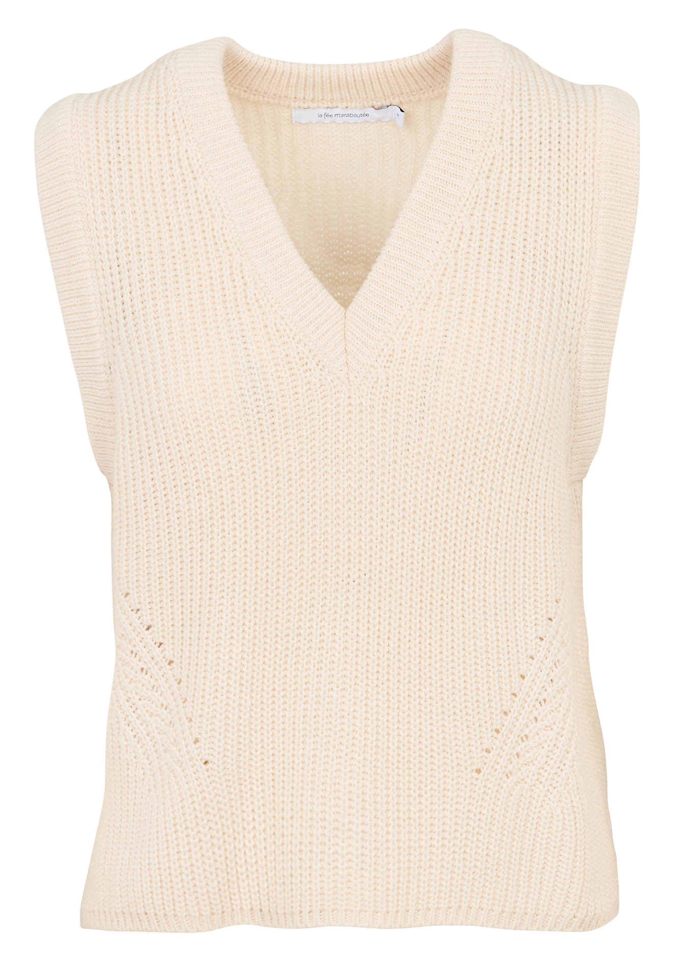 Deep-V two-tone sweater LA FEE MARABOUTEE White
