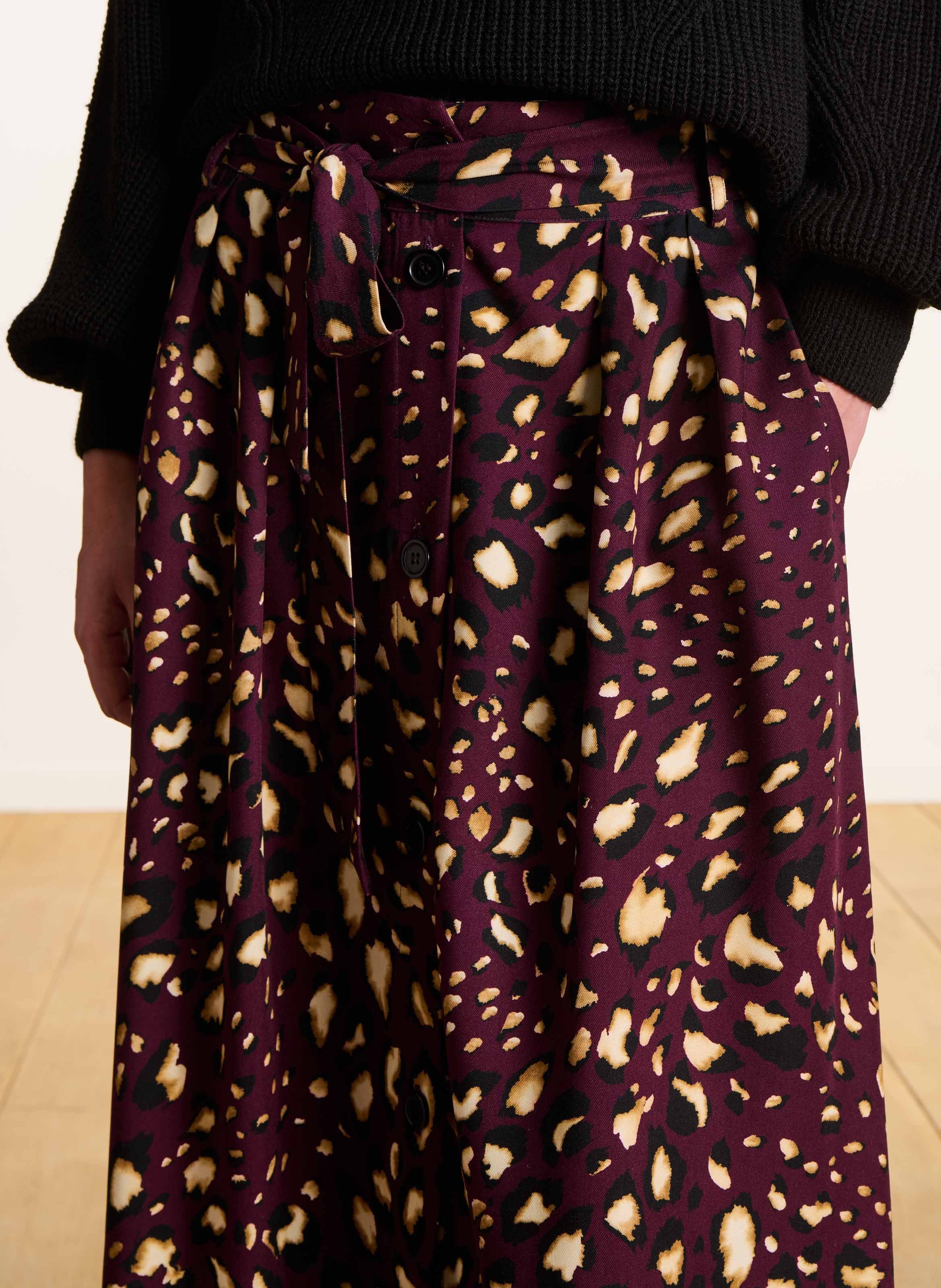 Jupe midi fluide ceinturée à motifs LA FEE MARABOUTEE Rouge