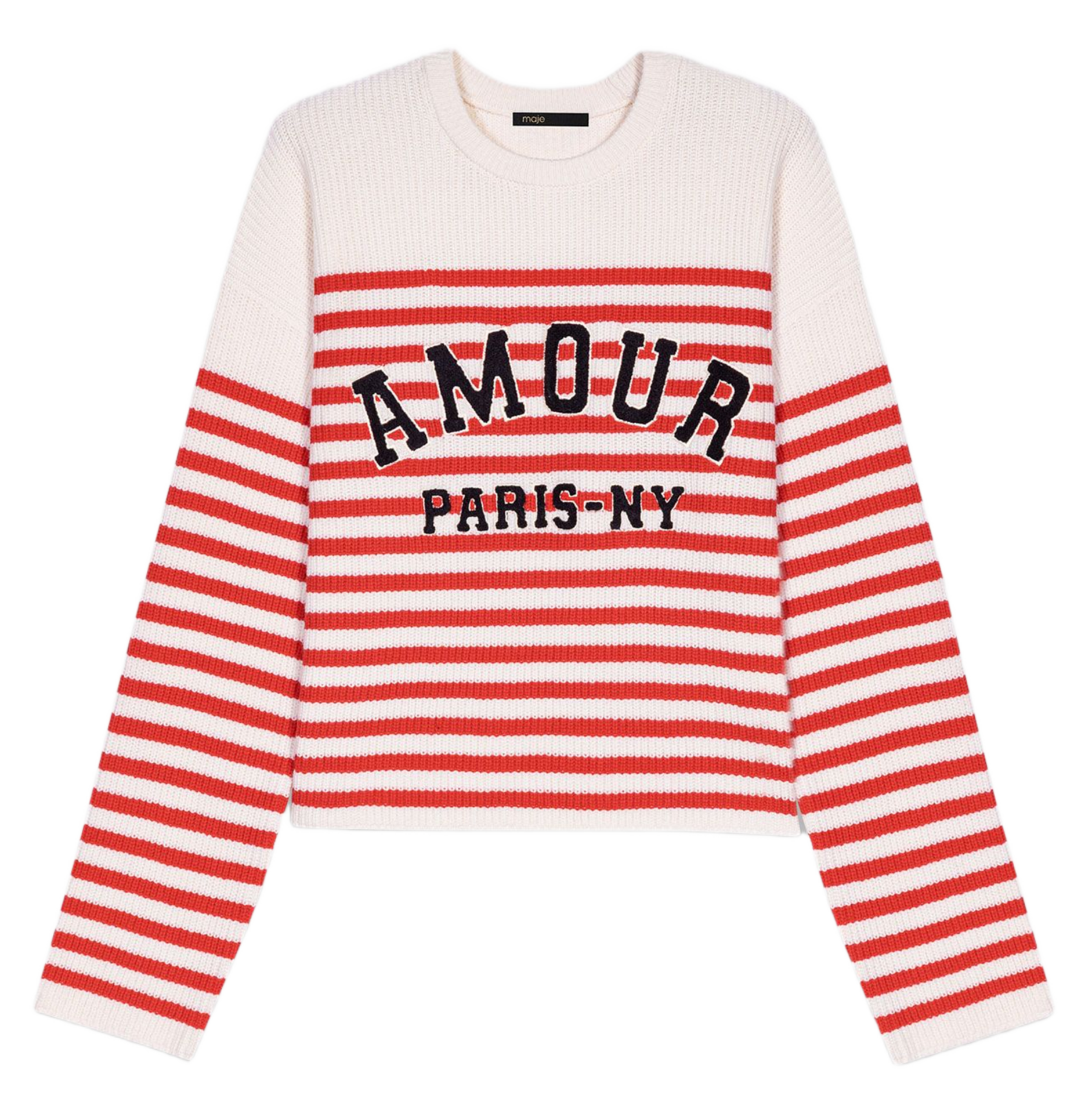 Sweat col rond en laine mélangée MAJE Beige