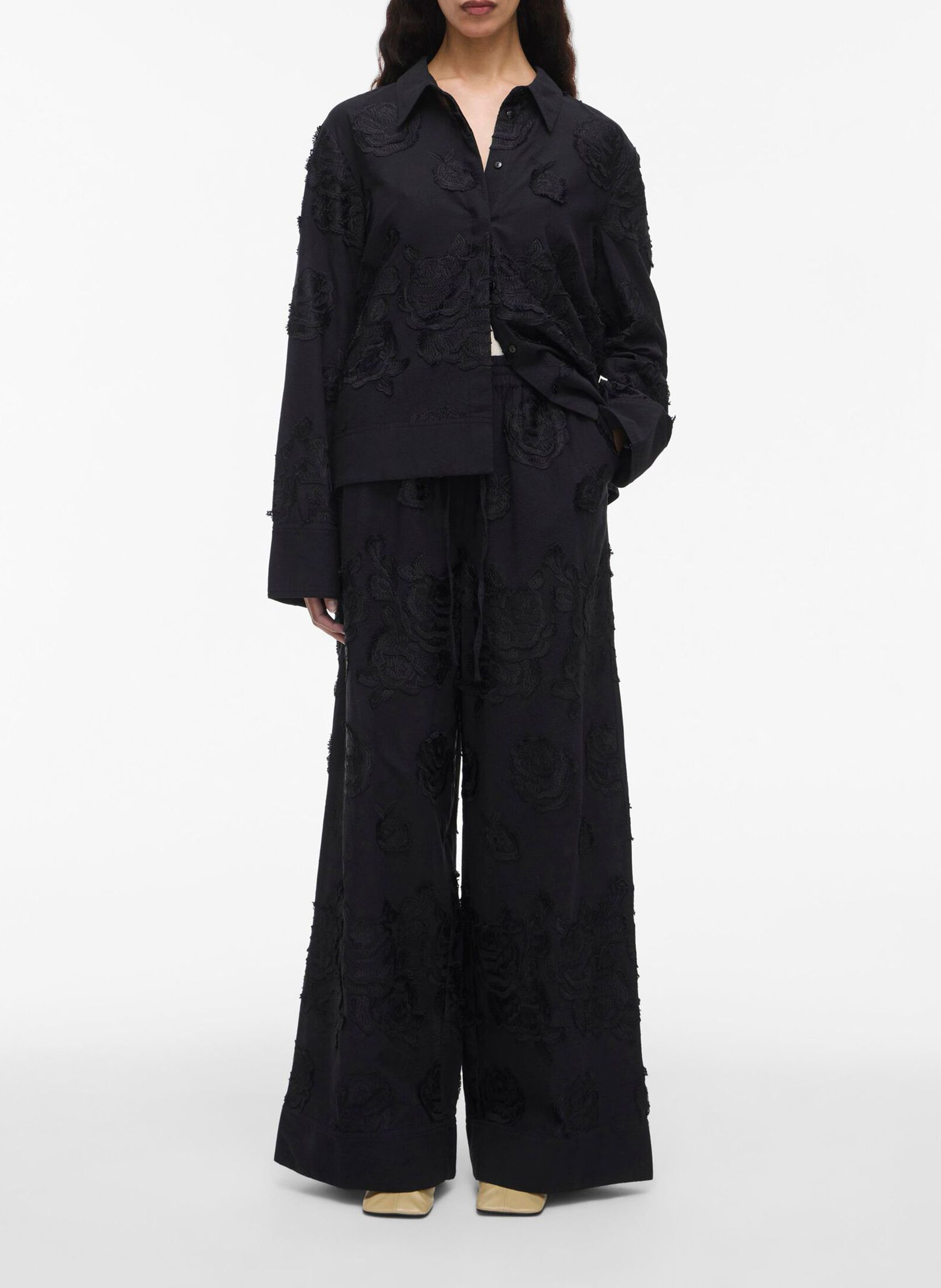 Loose embroidered solid color shirt ROUGE EDIT Grey