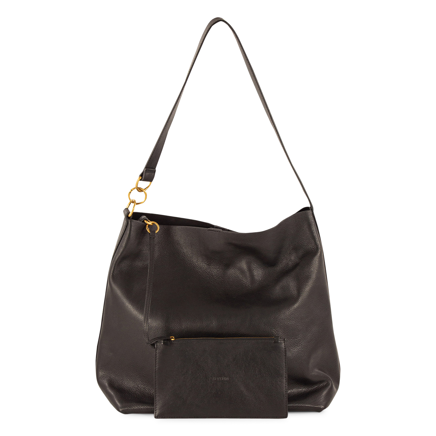 Grand cabas uni en cuir lisse SESSUN Noir