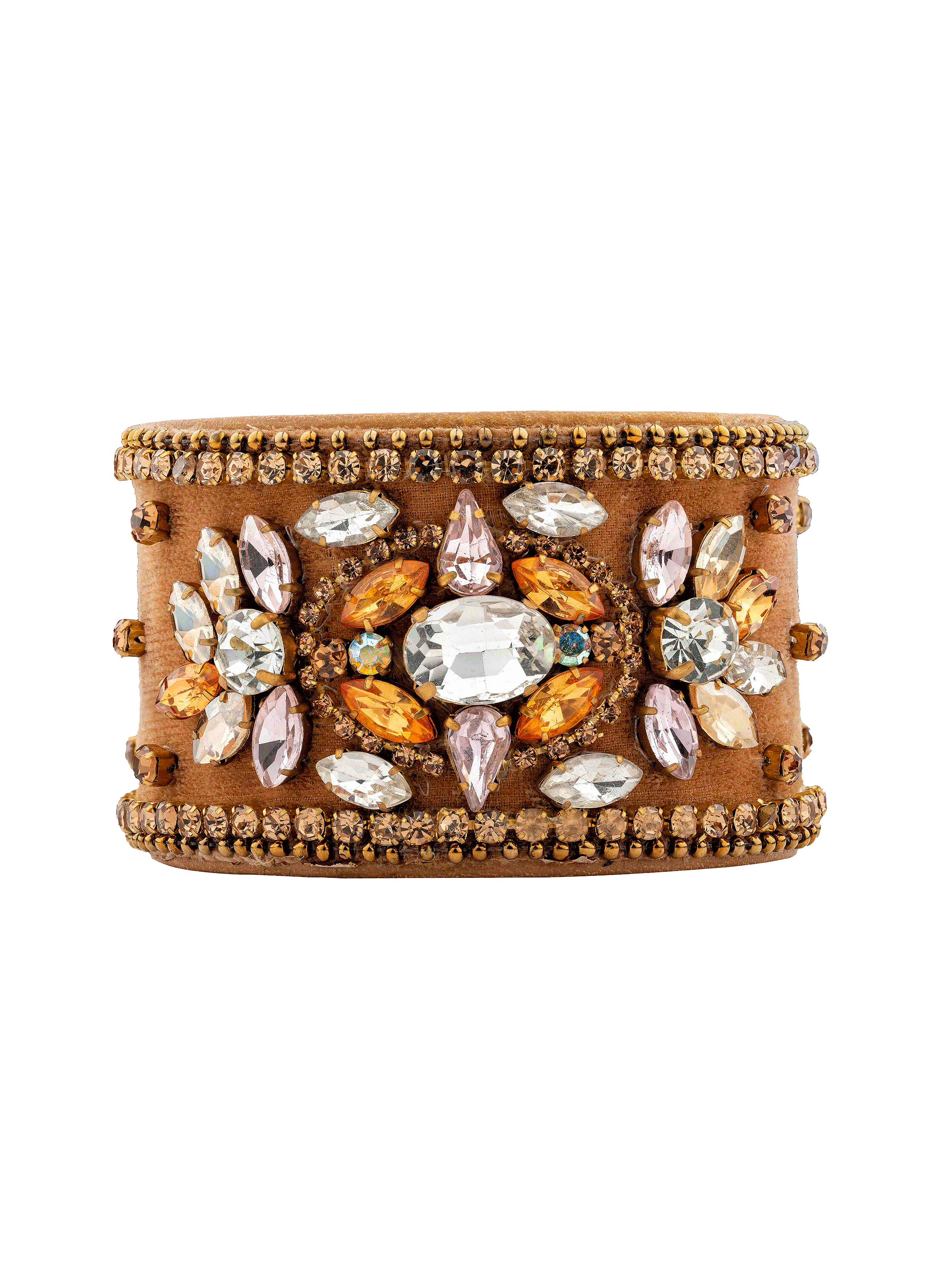 Adjustable cuff bracelet with beads HIPANEMA Brown