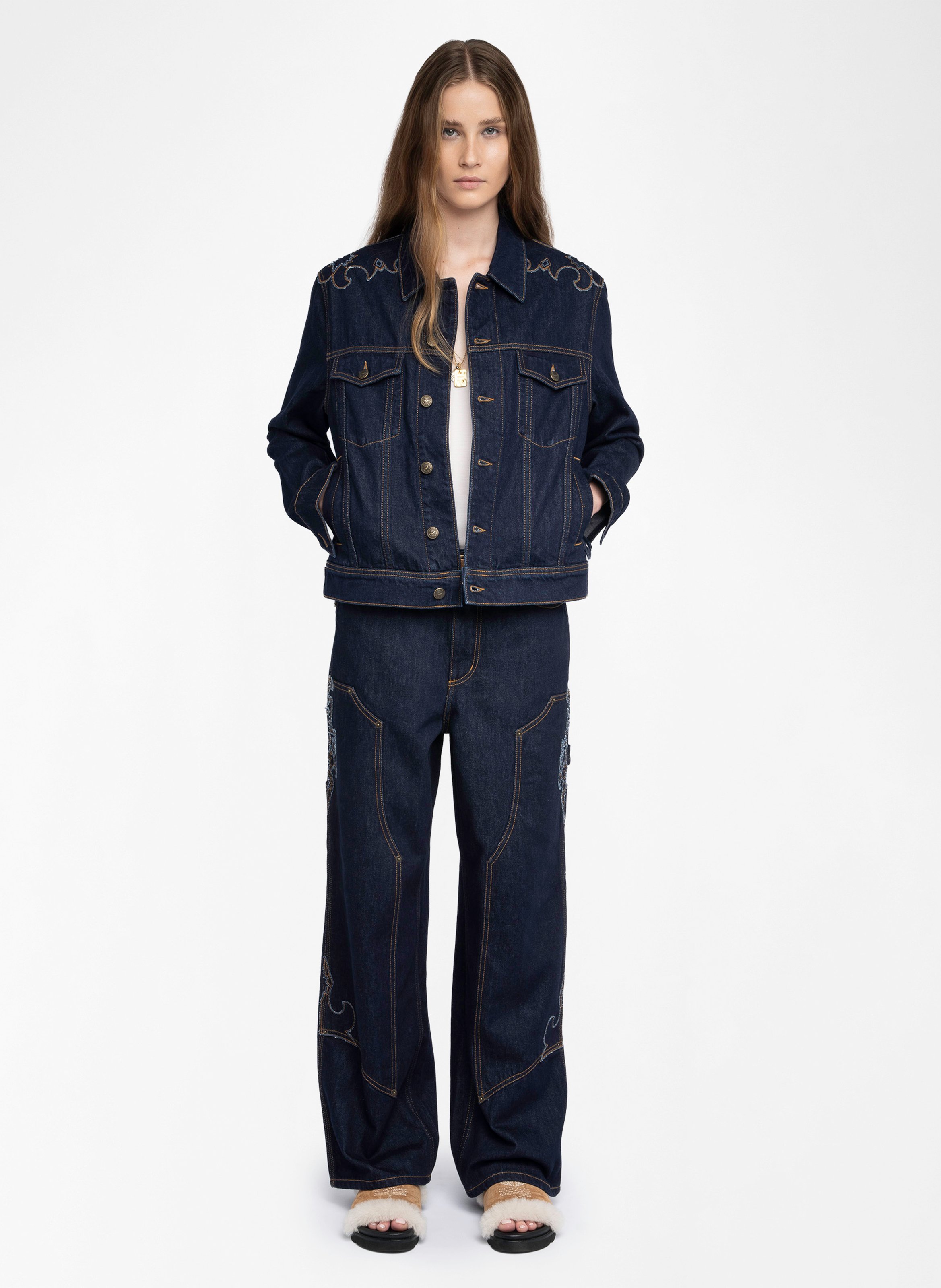 Veste col classique en denim de coton ZADIG&VOLTAIRE Bleu