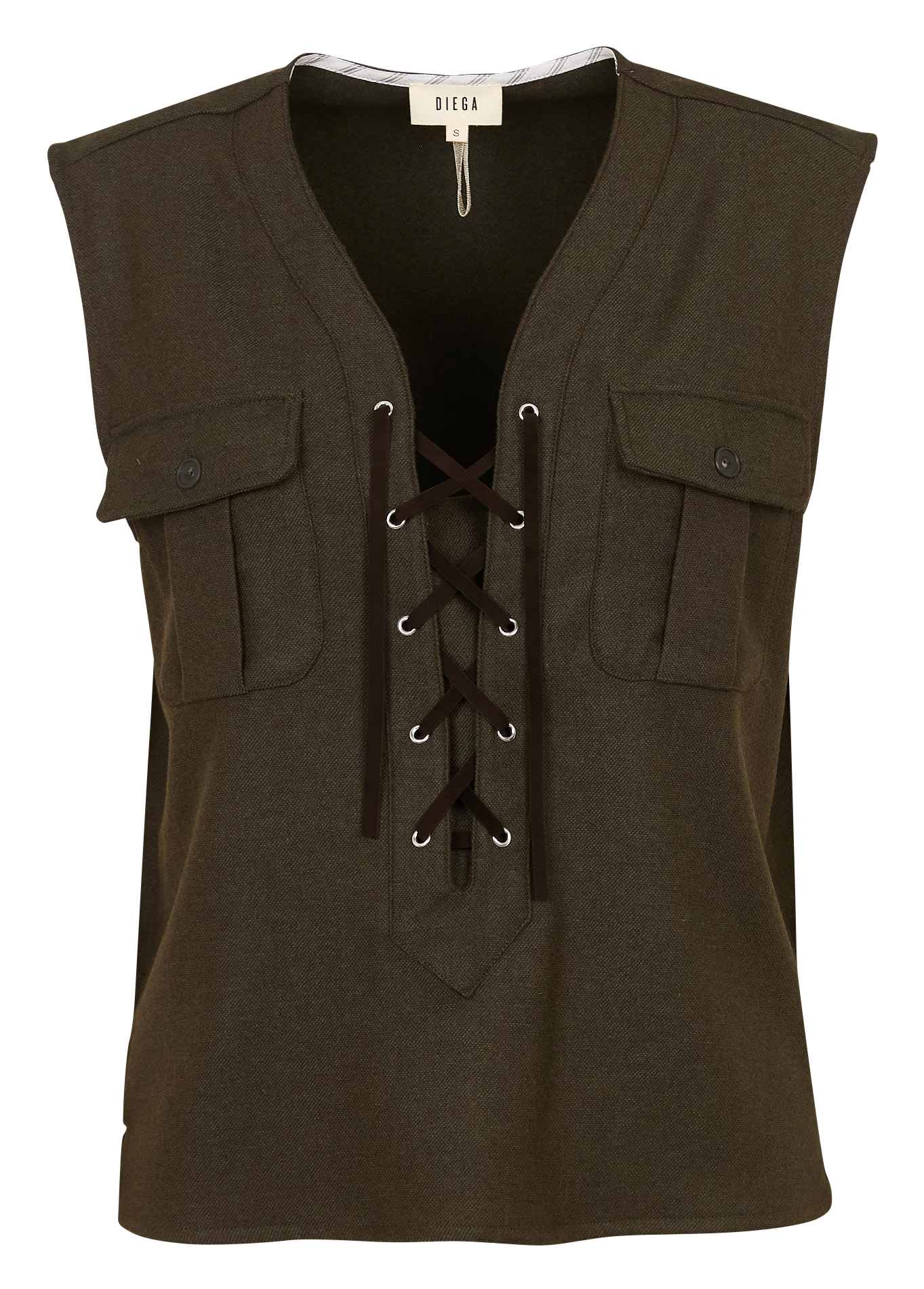 Straight V-neck top DIEGA Brown
