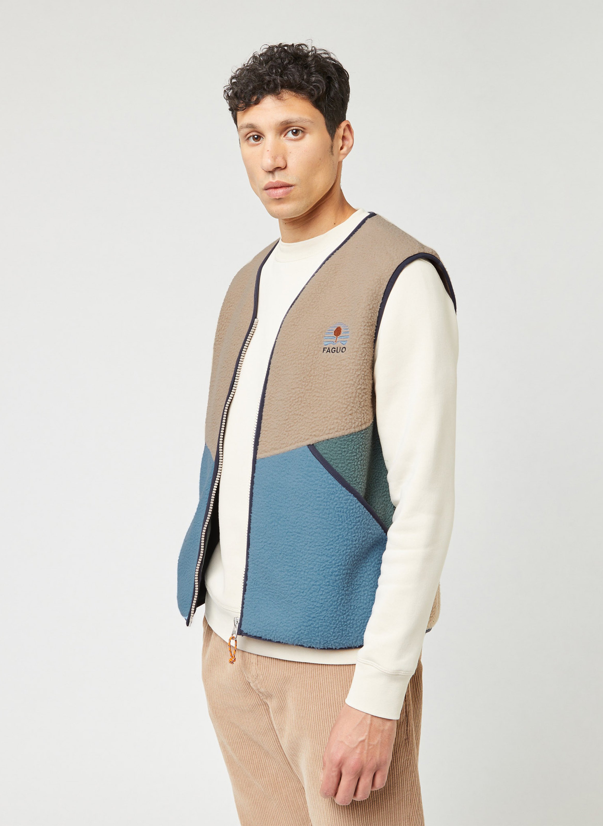 Oversized mouwloze fleece FAGUO Beige