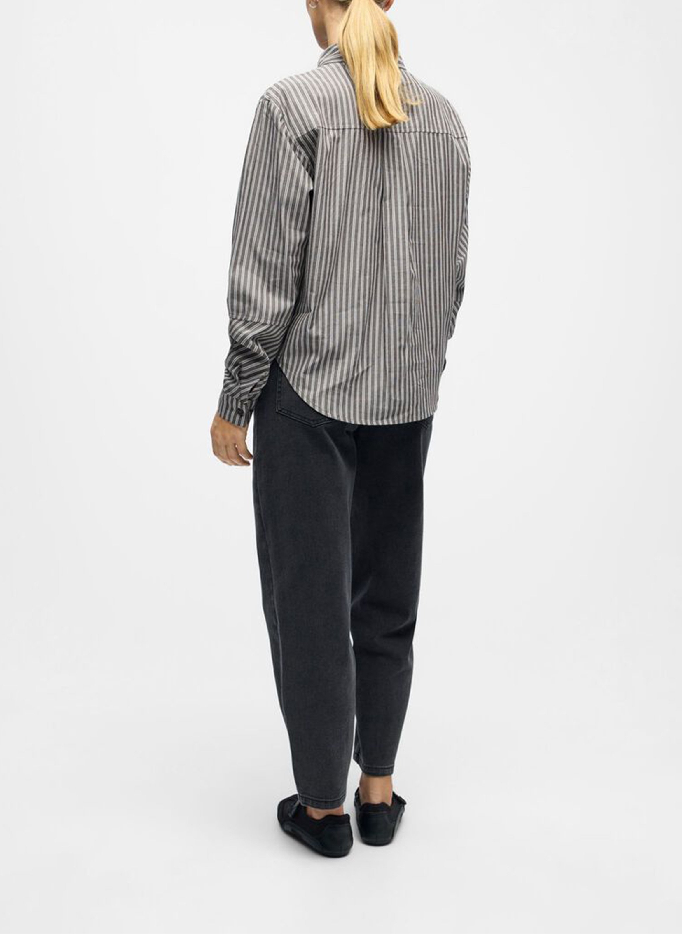 Overhemd met klassieke kraag en strepen OBJECT Bruin