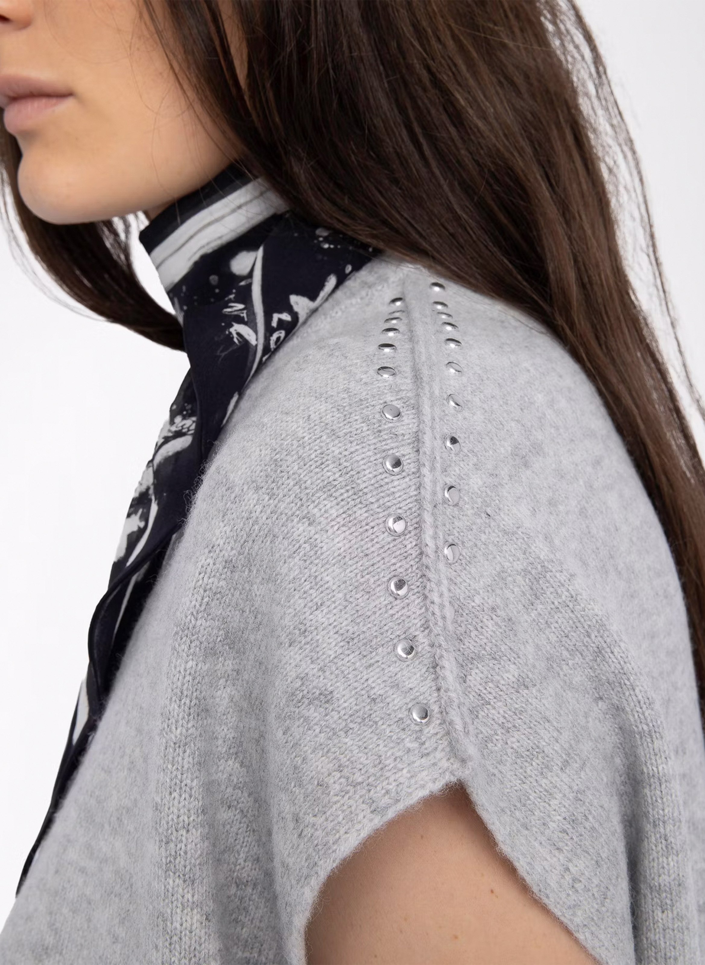 Pull oversize col montant en laine et cachemire ZADIG&VOLTAIRE Gris