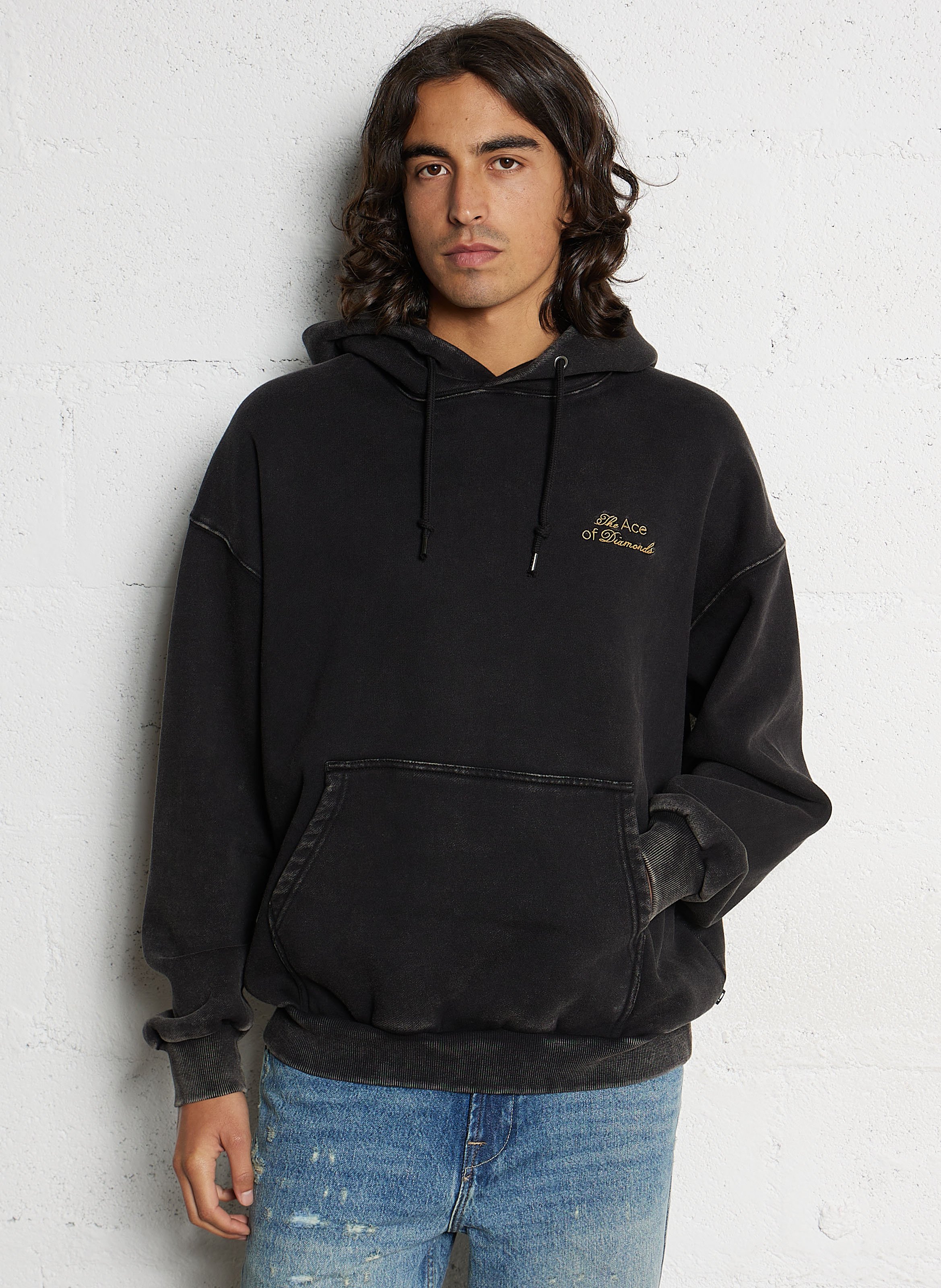 Sweat oversize à capuche en coton mélangé SOLID Noir