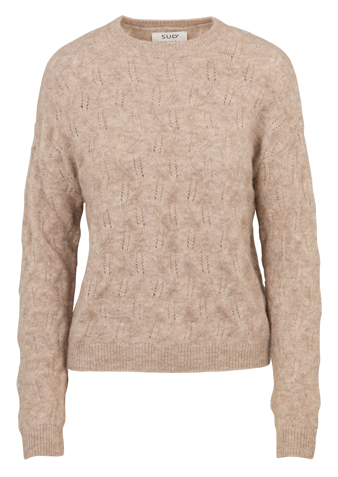 Oversized round neck sweater in wool and alpaca blend SUD EXPRESS Brown