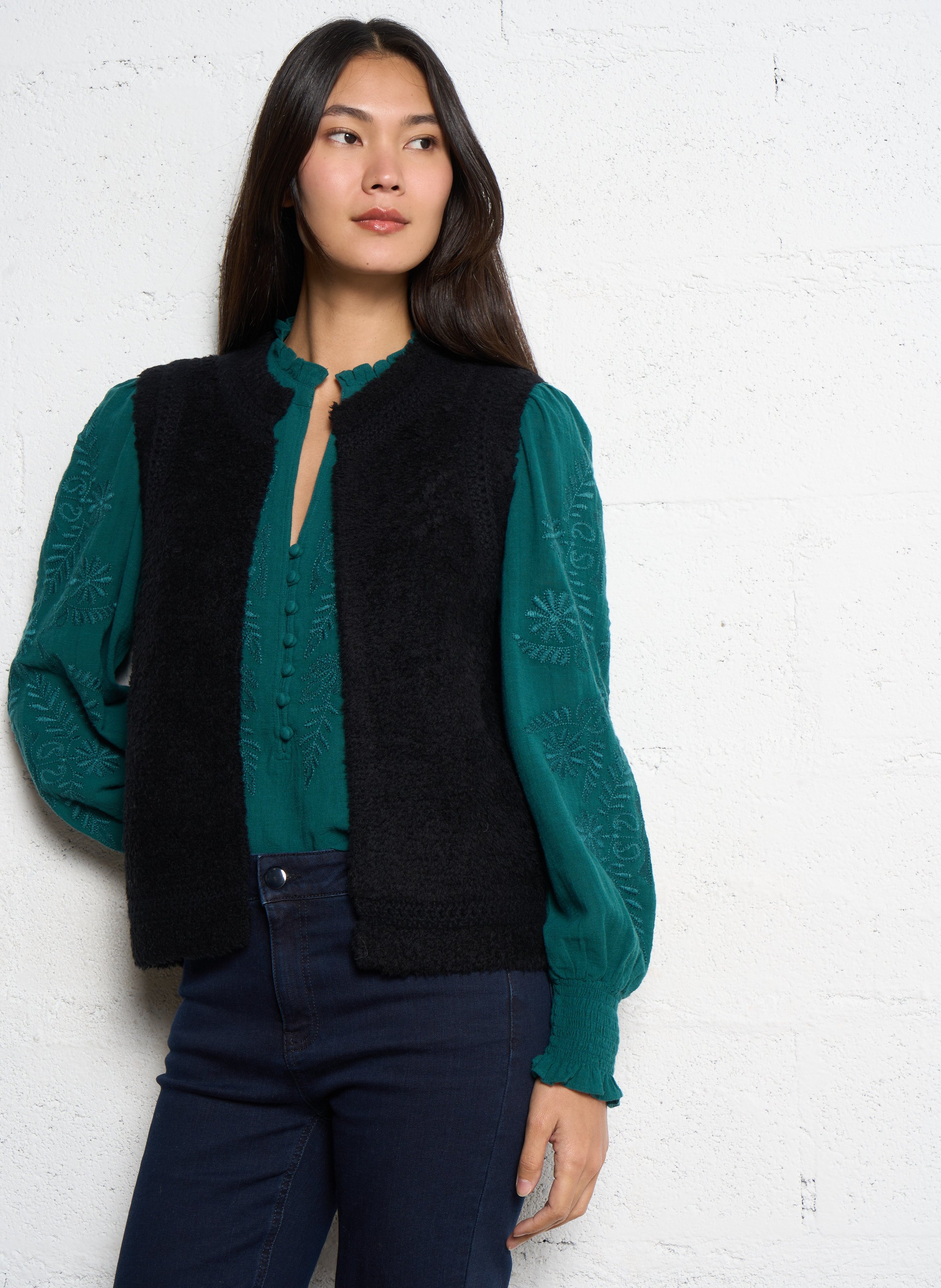 Pull droit col rond en laine mélangée MAISON 123