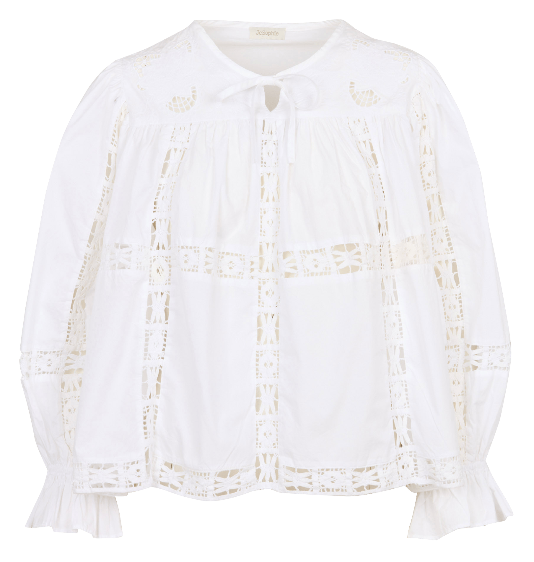 Weite Baumwollbluse mit Stickerei JC SOPHIE Weiss