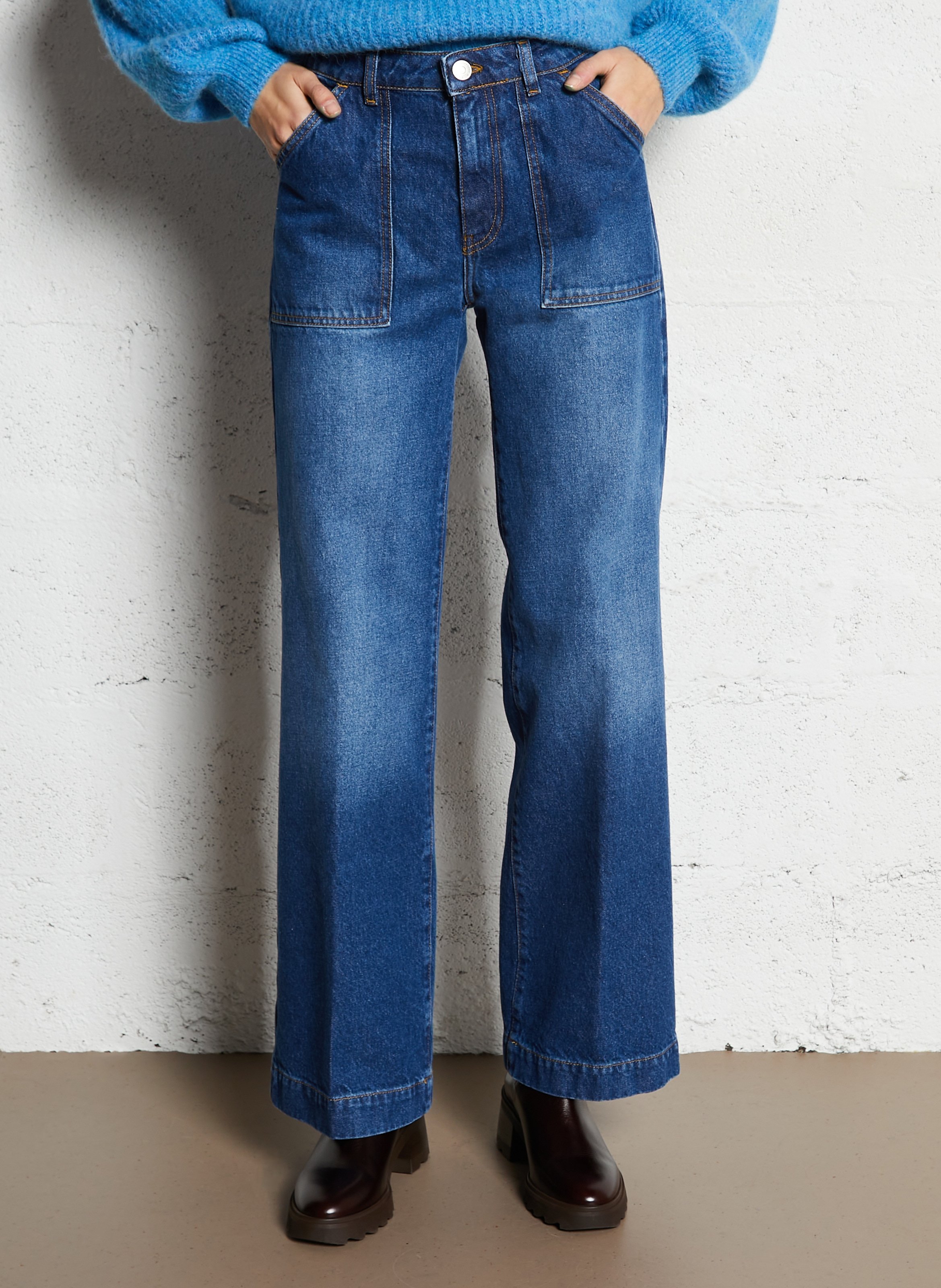 Straight-leg soft faded denim jeans ACQUAVERDE