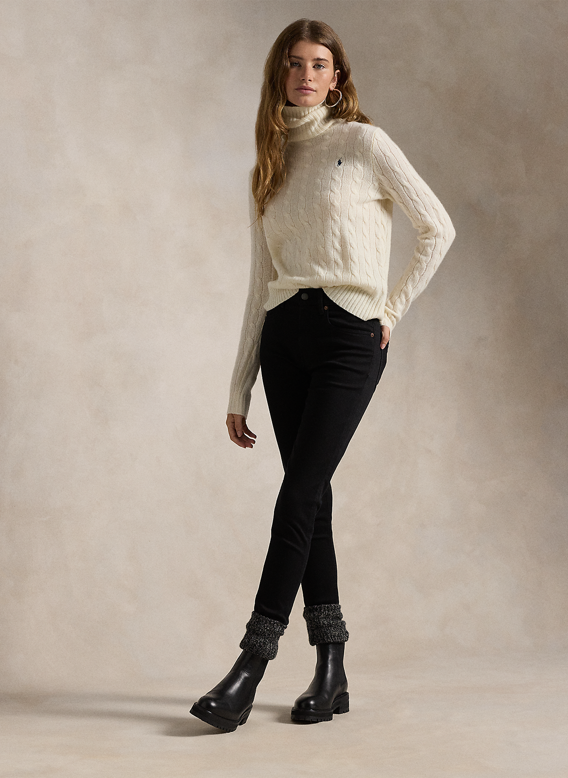 Pull col roulé en laine et cachemire POLO RALPH LAUREN Blanc