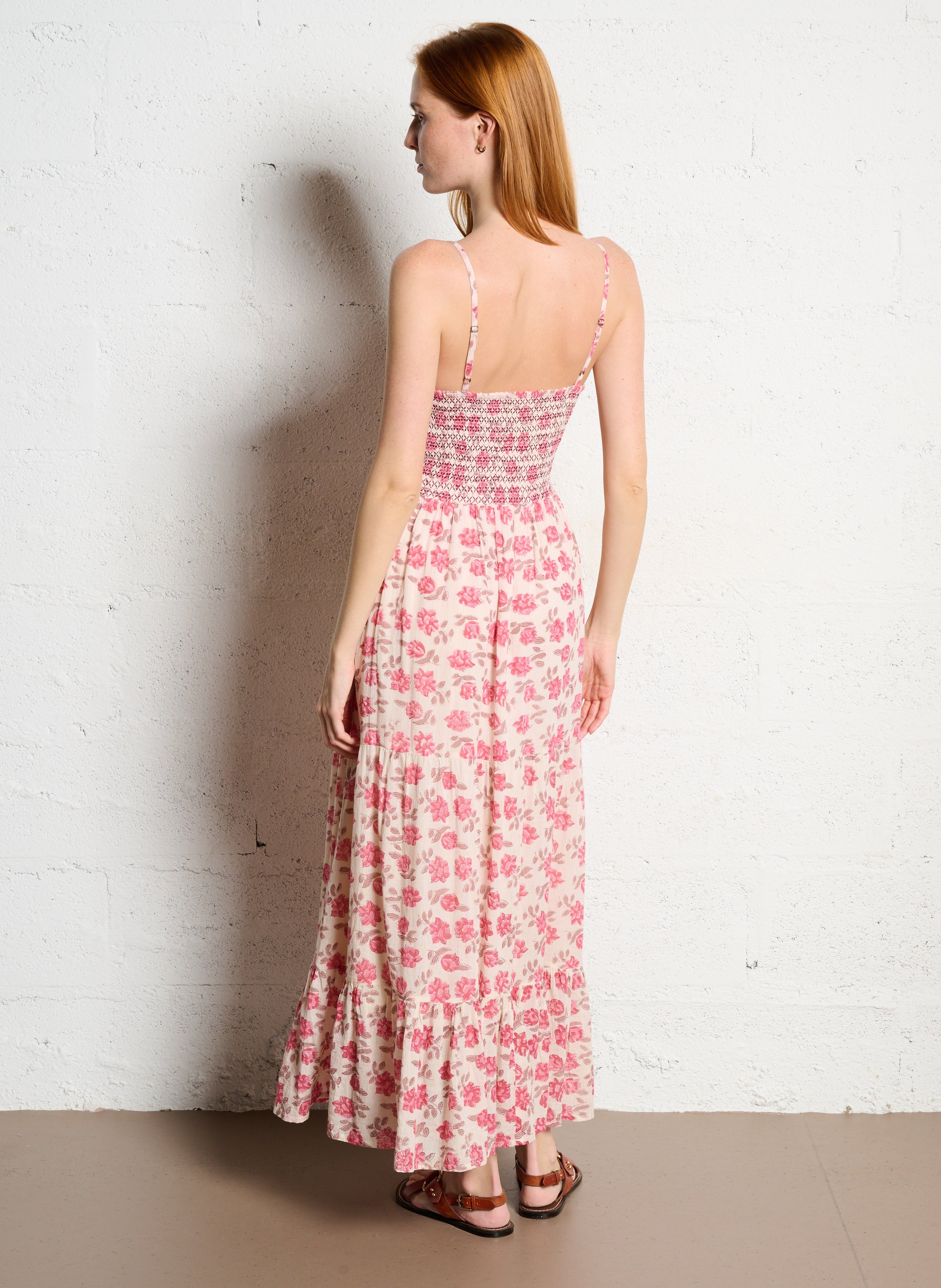 Bedrucktes Maxi-Kleid MAISON HOTEL Rosa