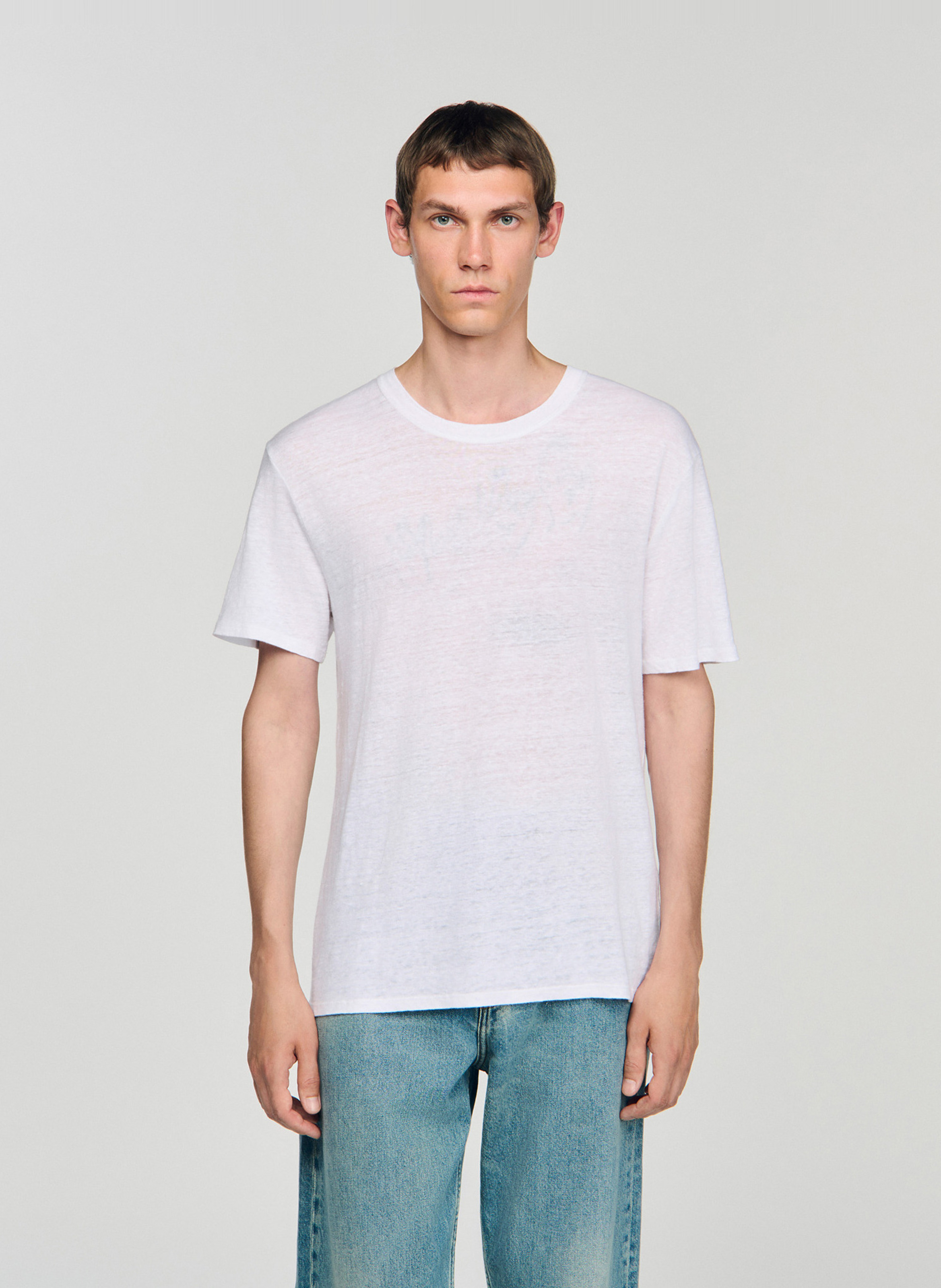 Regular-fit, linnen T-shirt met ronde hals SANDRO
