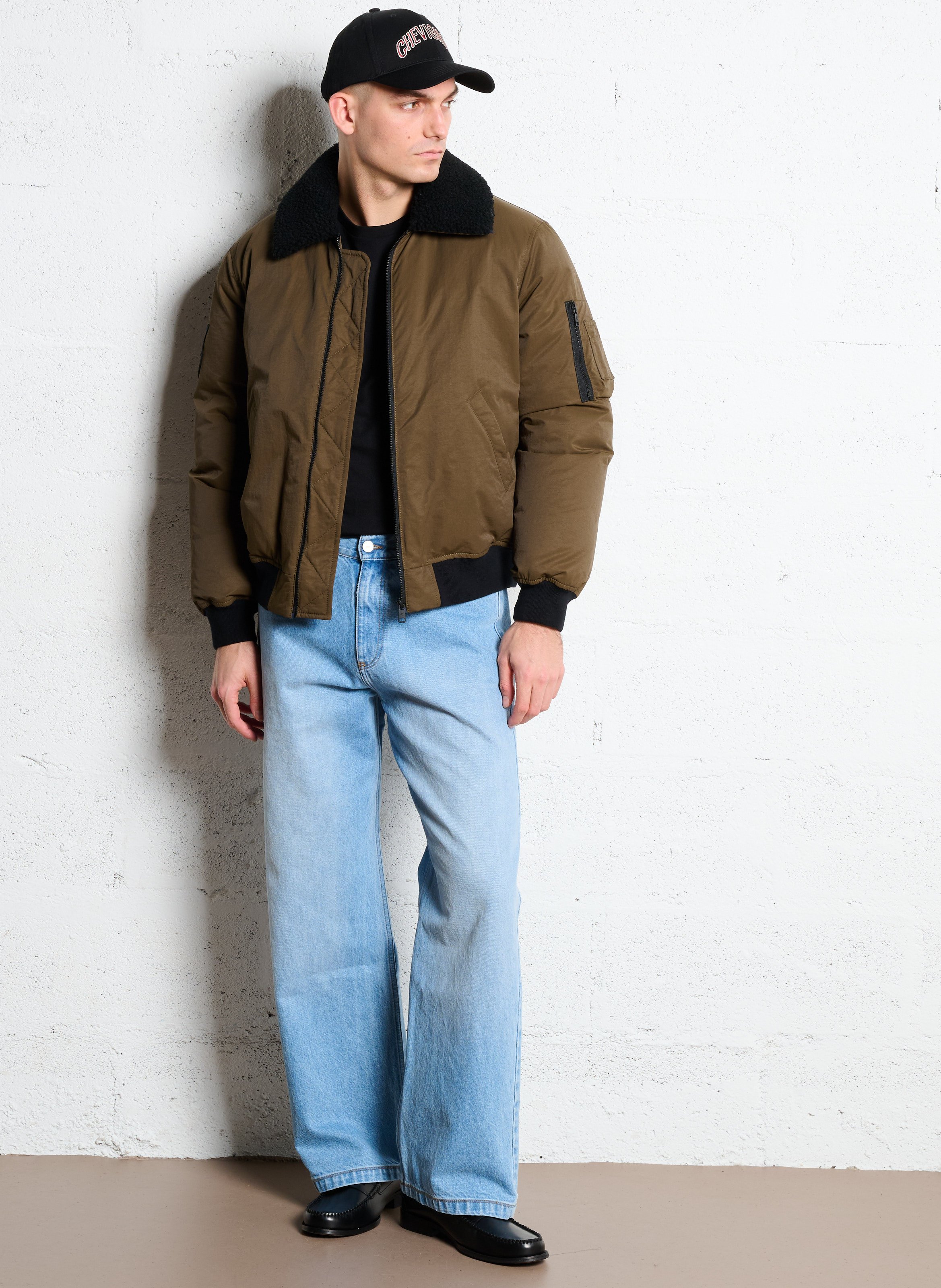 Blouson zippé uni à col sherpa CHEVIGNON Kaki